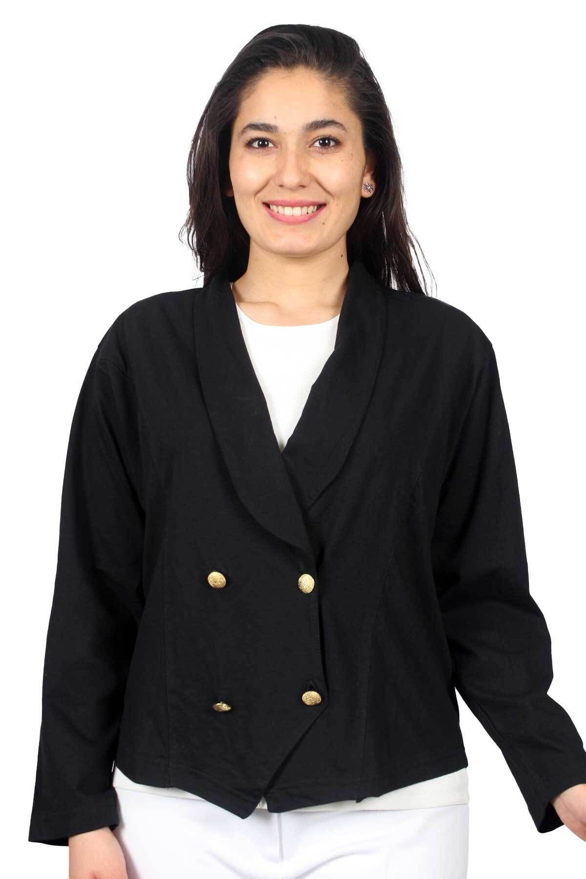 Sude Aydark Kadın Siyah Uzun Kol Kagi Penye Ceket 2002