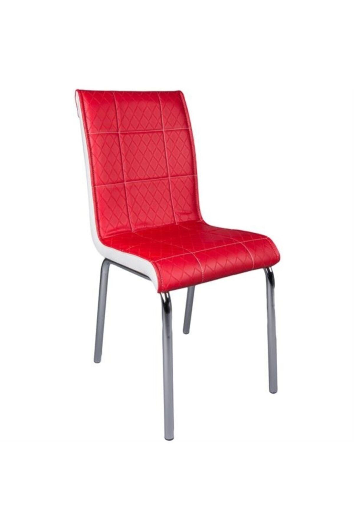 Evistro Paslanmaz Krom Ayaklı Balkon Ve Mutfak Sandalyesi 6 Adet Kırmızı