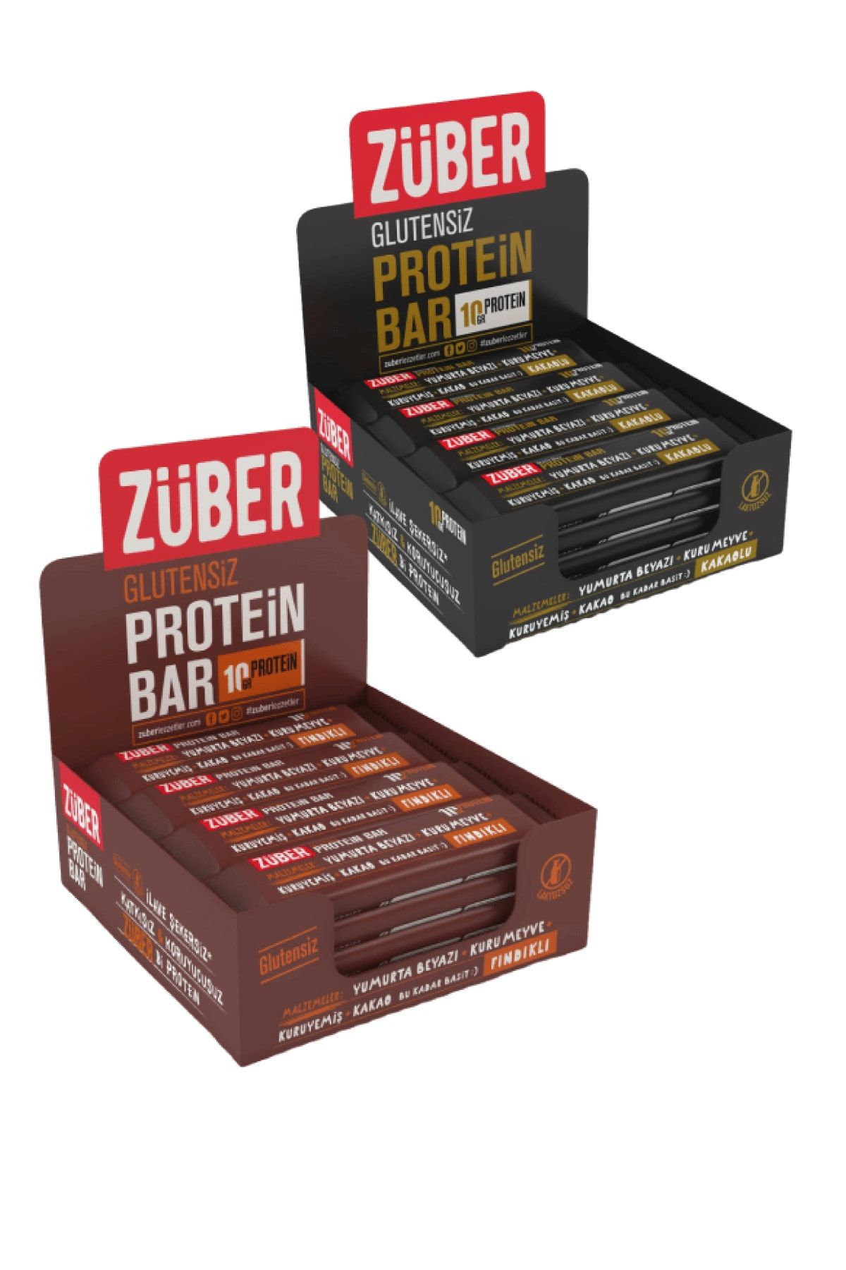 Züber Kakaolu Fındıklı Protein Barı 35 gr X 24 Adet Avantaj Glutensiz Doğal Lifli Protein Bar