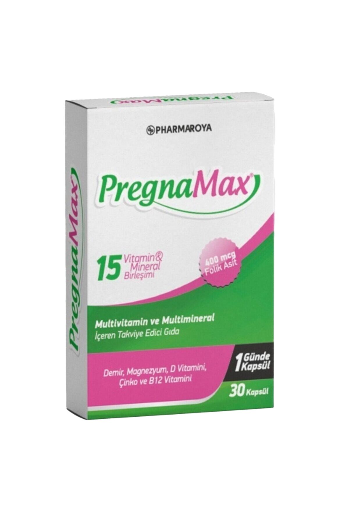 Pharmaroya Pregnamax Multivitamin Multimineral Ve Folik Asit 30 Kapsül Demir Magnezyum Çinko B12 Ve D Vitamini