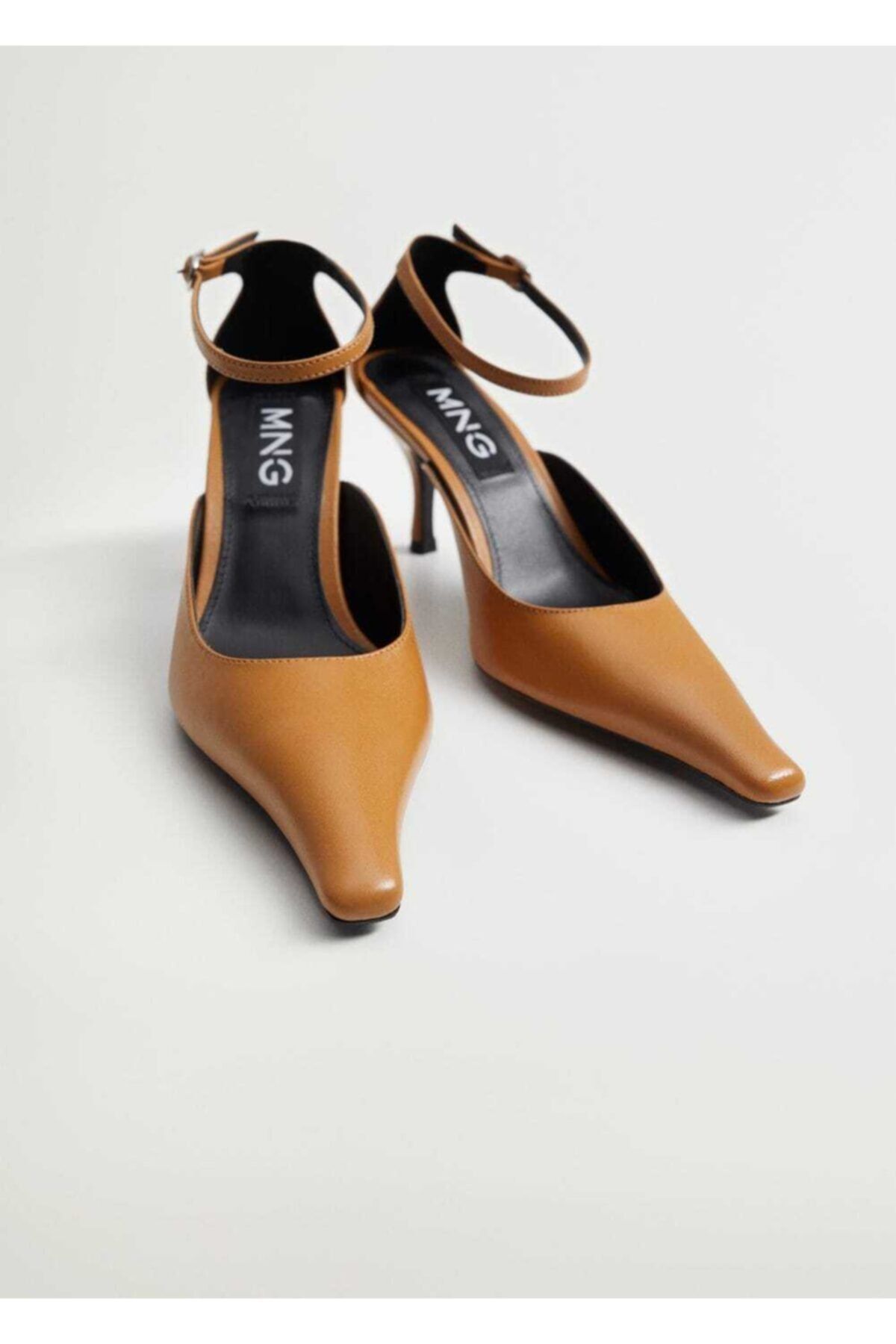 MANGO Kadın Orta Kahverengi Topuklu Deri Ayakkabı