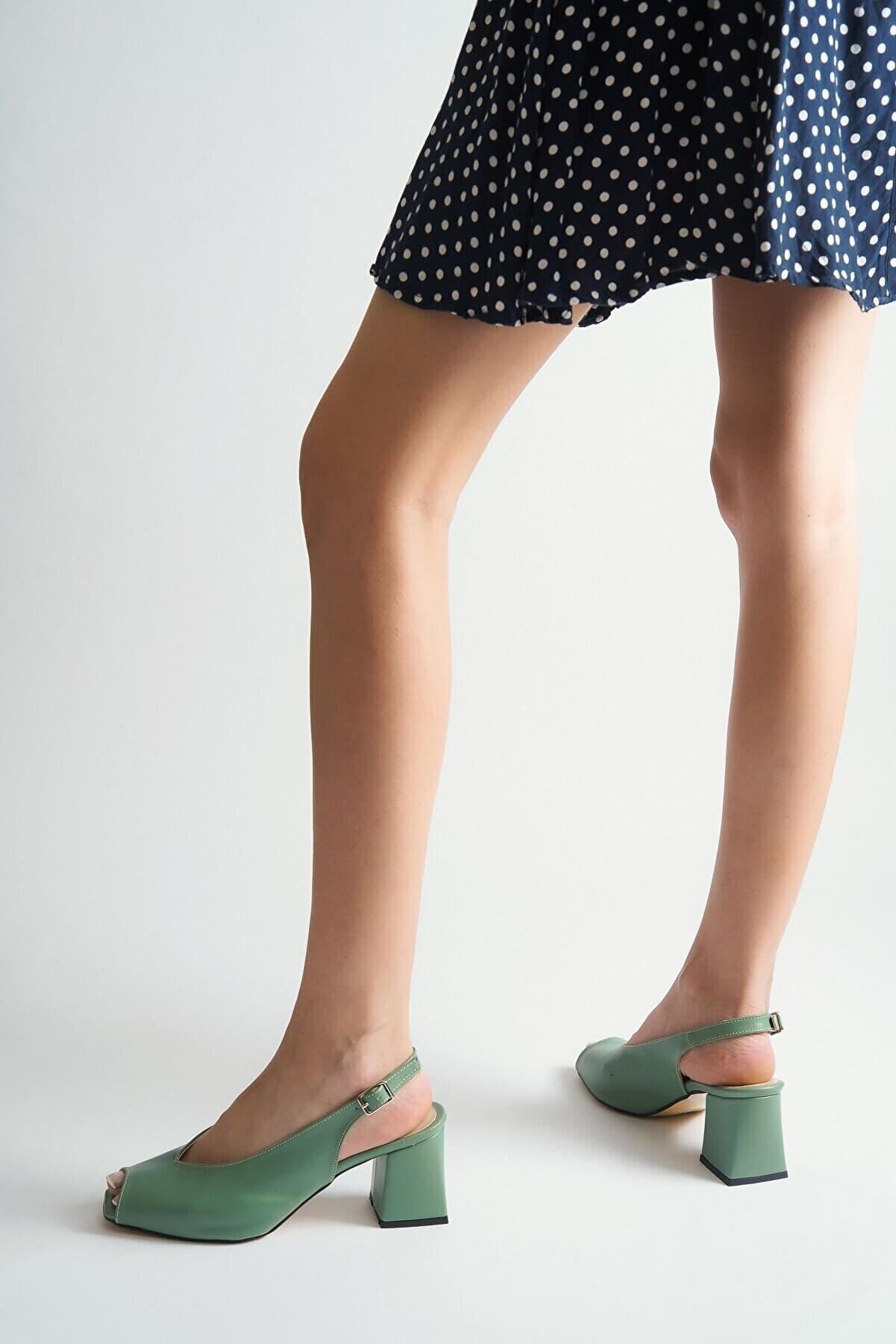Elegant Ayakkabı Stiletto Ön-arka Açık Mint Yeşil