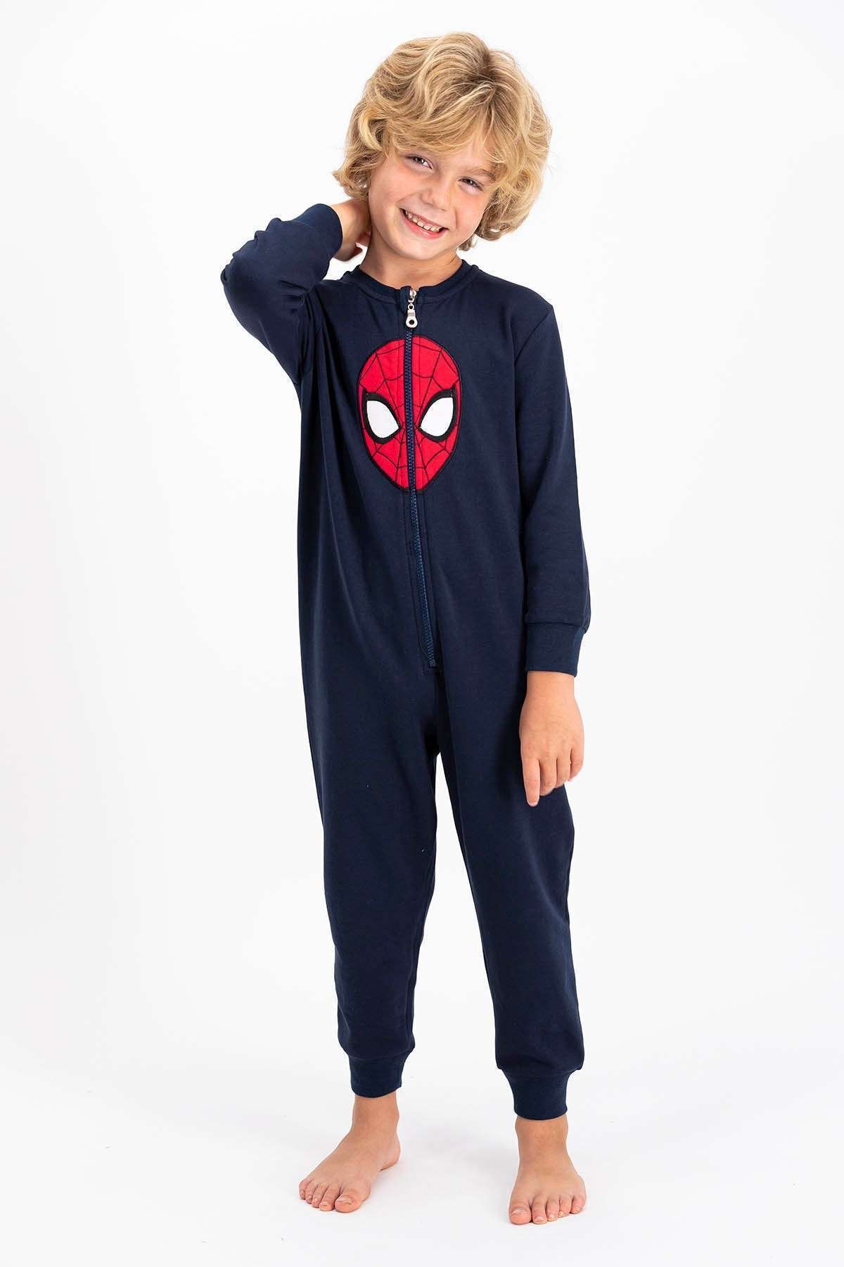 Spiderman Lisanslı Lacivert Erkek Çocuk Polar Tulum