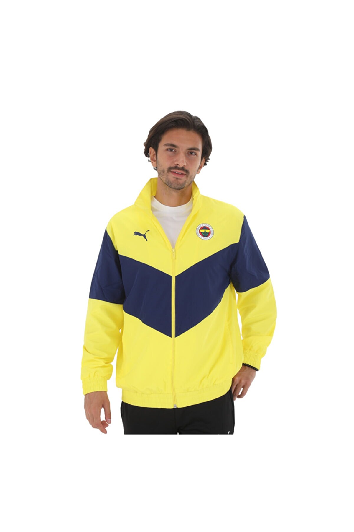 Fenerbahçe 767019-01 Puma Fsk Prematch Jkt Blazing Yellow-medieval Erkek Ceket Sarı