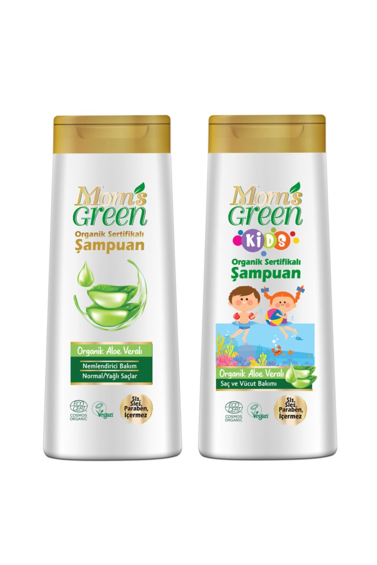 Mom's Green 2'li Set Organik Kıds Çocuk Şampuanı + Aloeveralı Şampuan 400 Ml X2