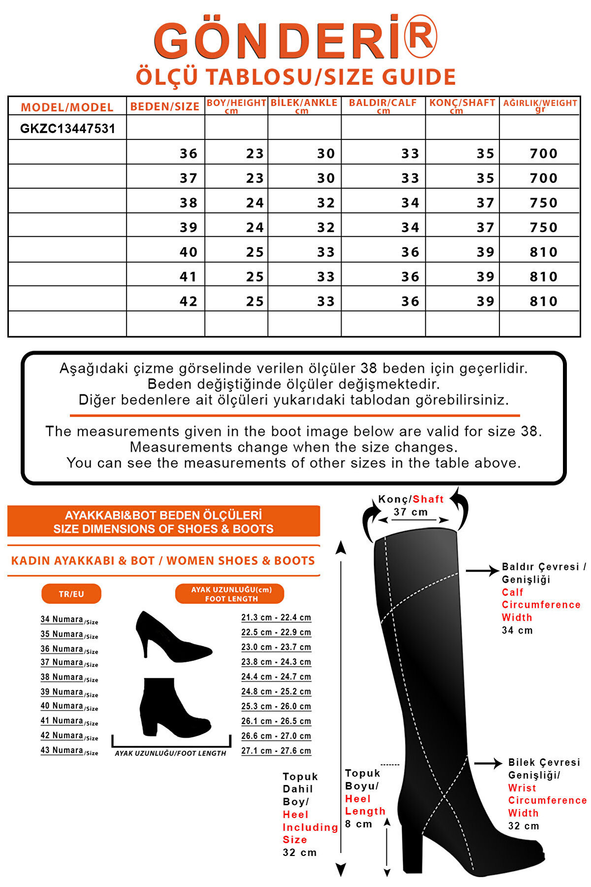 چکمه رنگی زنانه پاشنه ضخیم GÖNDERİ(R) - کد 828679866