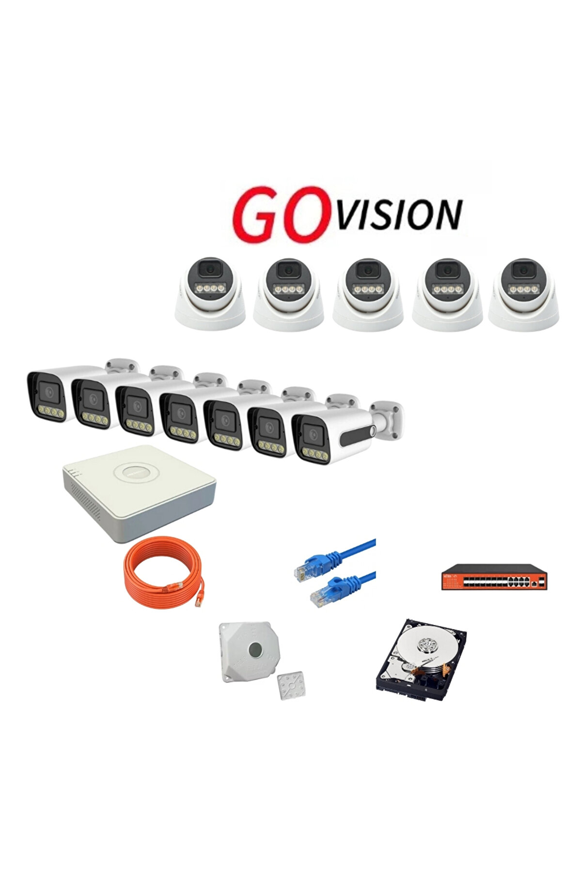 12'li 4MP 4K Ultra HD IP Güvenlik Kamera Seti (Gece Görüşlü, Dış Mekan Uyumlu)