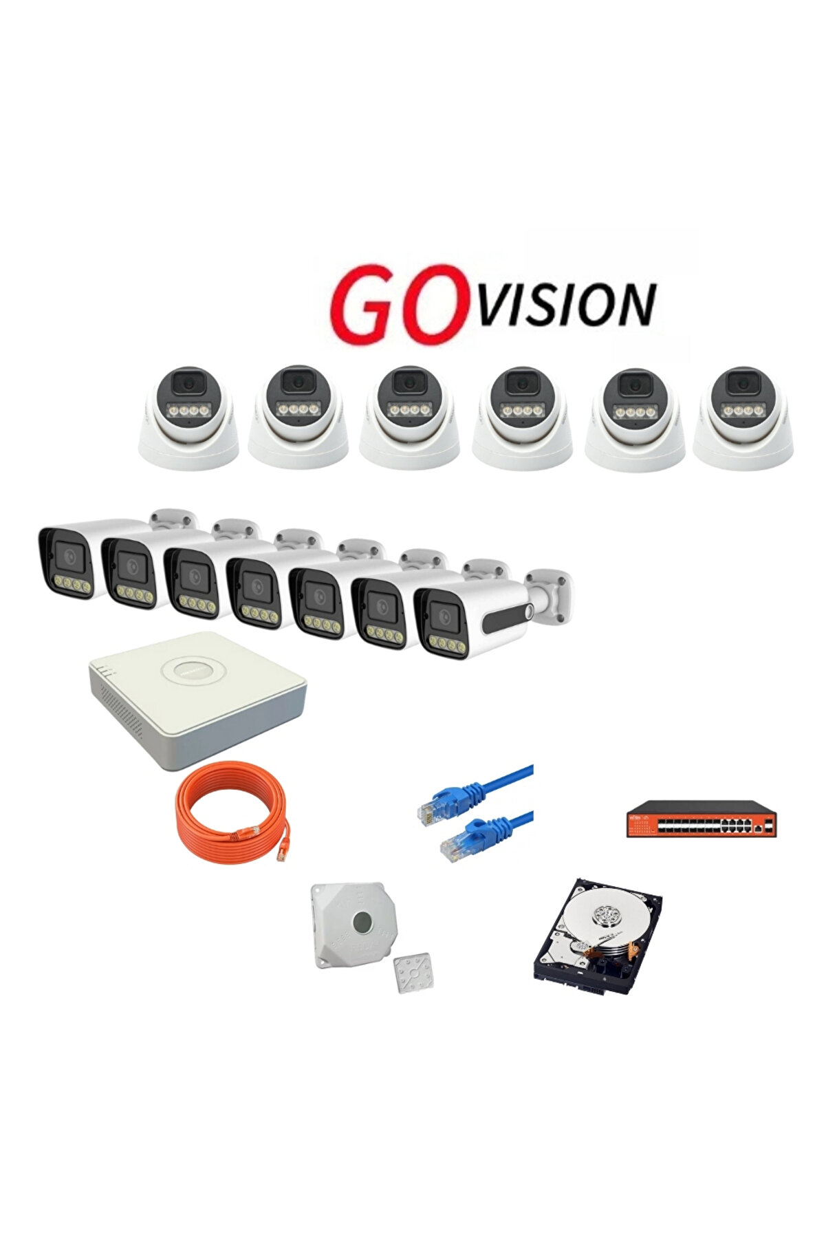 13'lü 4MP 4K Ultra HD IP Güvenlik Kamera Seti (Gece Görüşlü, Dış Mekan Uyumlu)