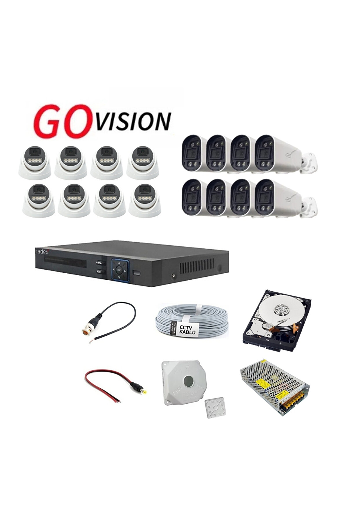 16'lı 5MP AHD Kamera Seti  Full Color, 360mm Lensli, Gece Görüşlü Güvenlik Sistemi