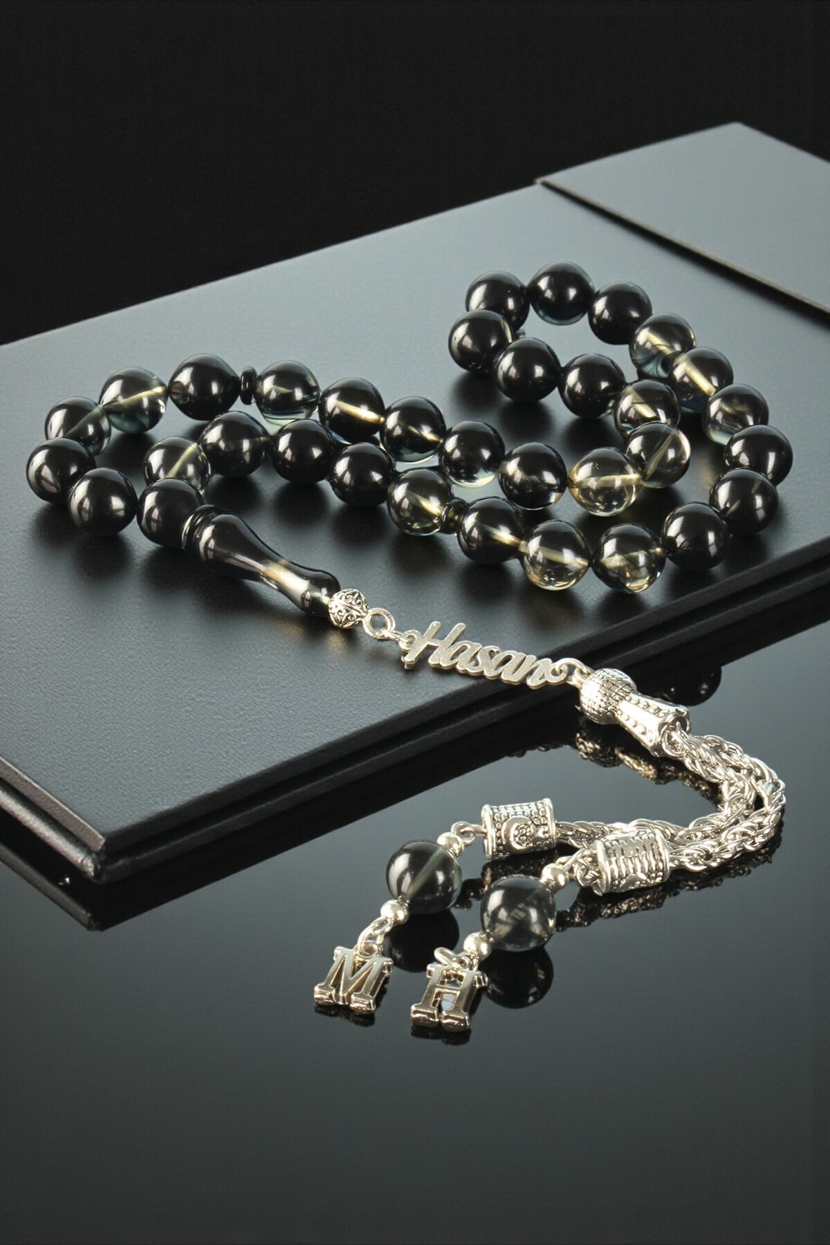 Tesbih Otağı Gümüş Isimli Tesbih Ateş Kehribar Harfli Tesbih