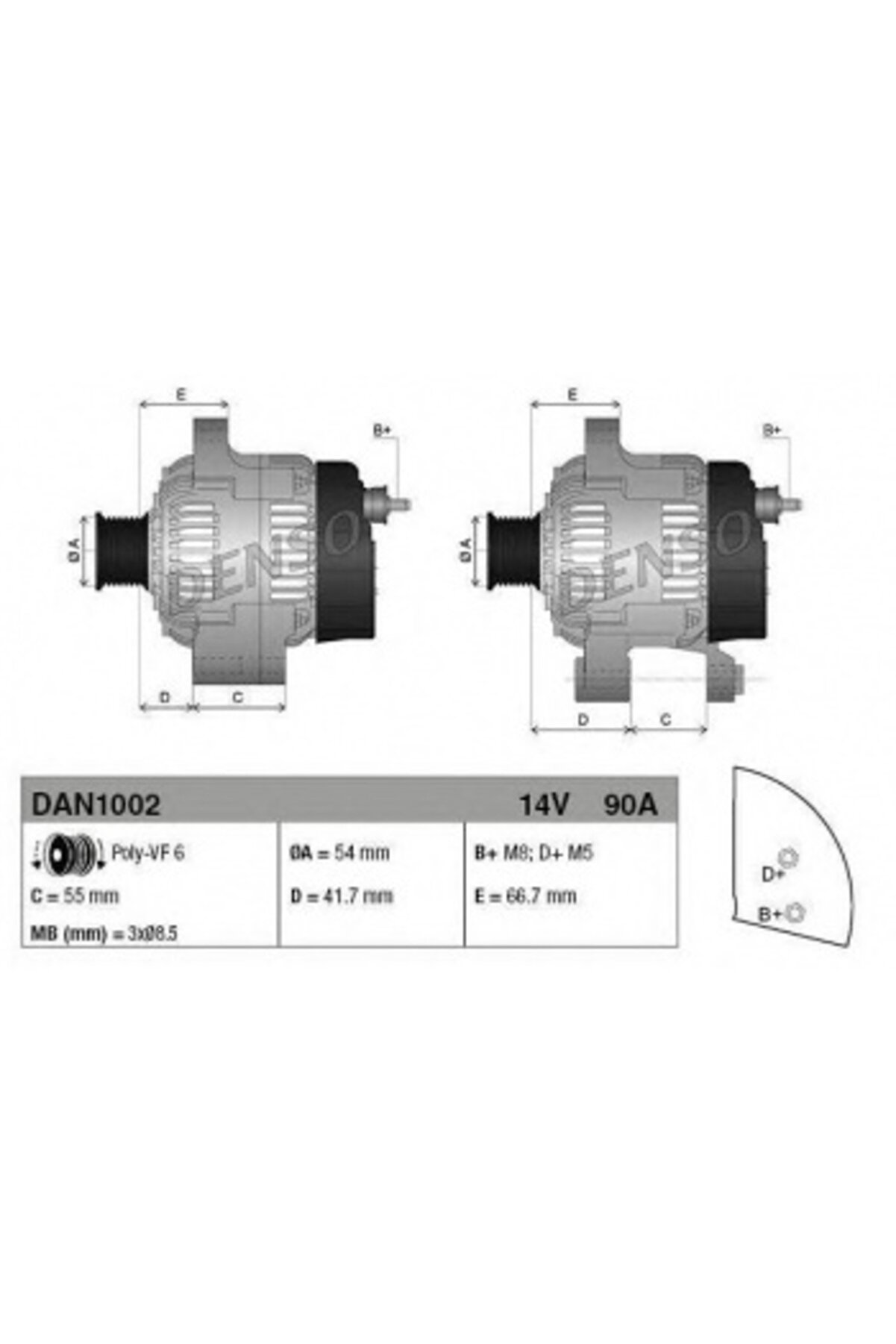 Fiat Alternator 12v 90a Doblo Grande Punto İdea Linea 1,3multıjet 1,3jtd - Dan1002
