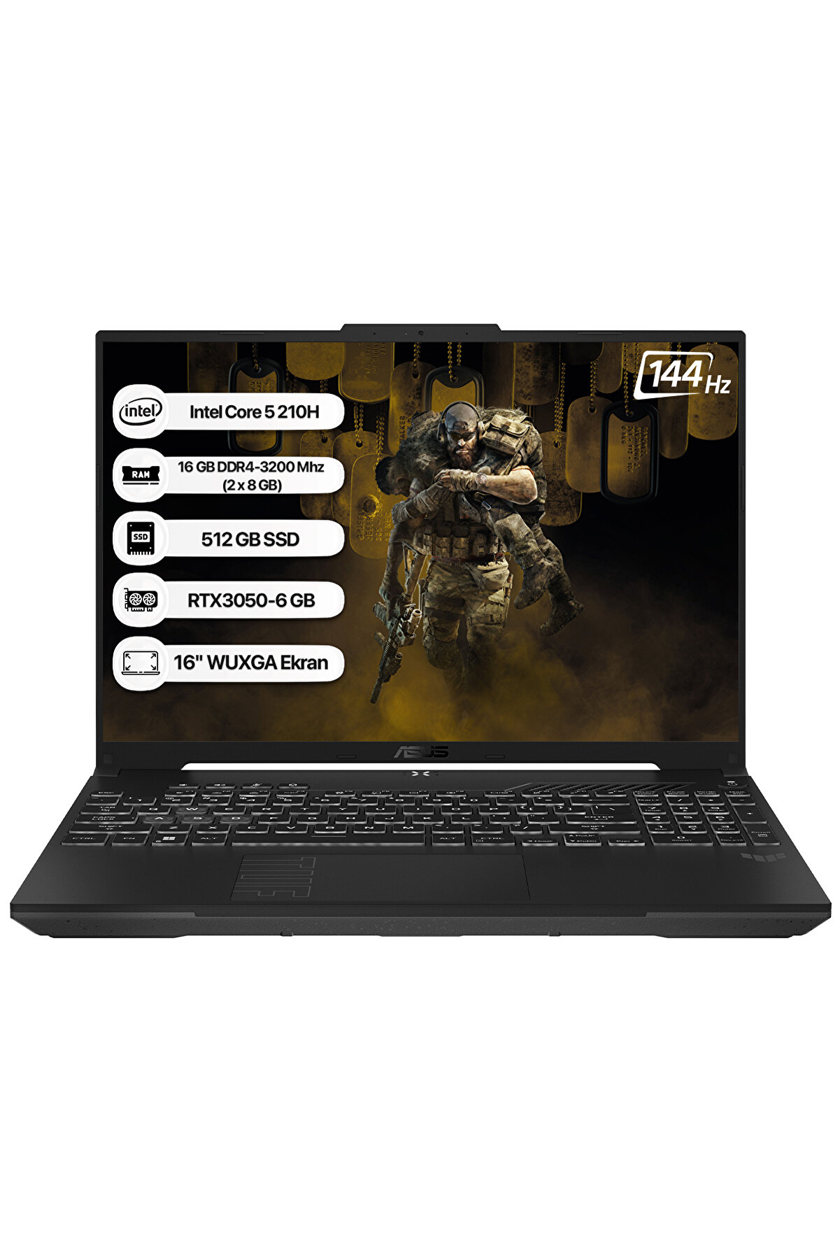 Tuf Gaming F16 FX607VJ-RL059 Intel Core 5 210H 16GB 512GB SSD RTX3050-6GB 65W Freedos 16