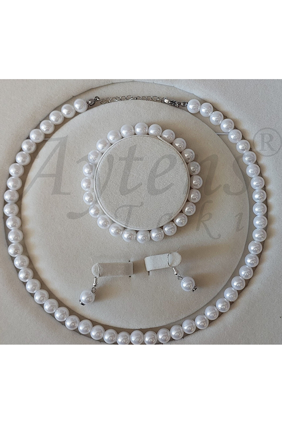 AYTENS TAKI Zarif Şık Inci Kolye Bileklik Küpe Set - NİKAH, DÜĞÜN, KINA, NİŞAN VE ÖZEL DAVETLER