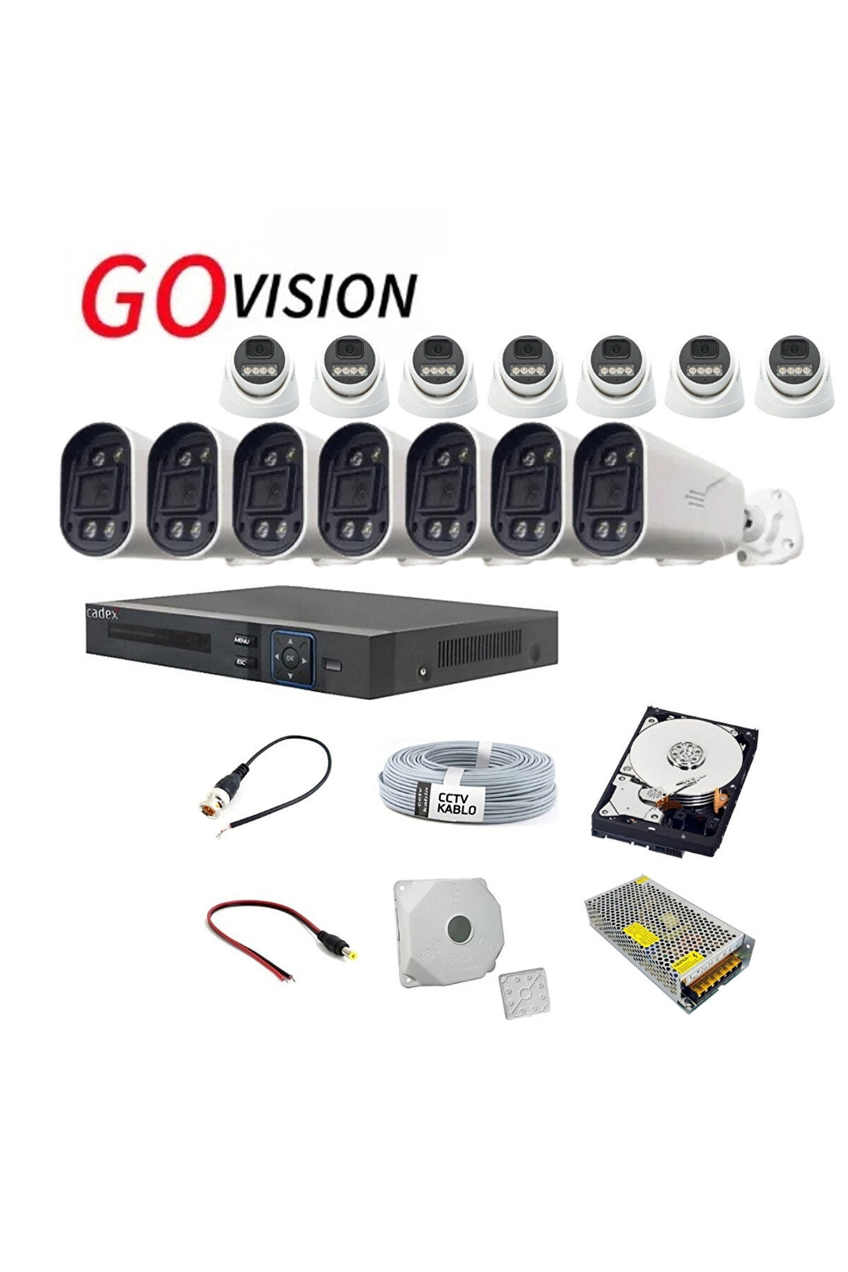 14'lü 5MP AHD Kamera Seti  Full Color, 360mm Lensli, Gece Görüşlü Güvenlik Sistemi 869794