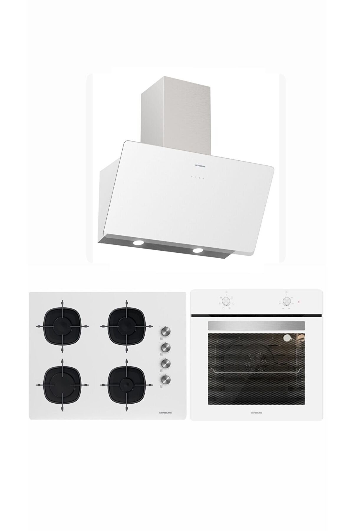 Beyaz 65cm Ocaklı Cam Ankastre Set (3457 Soho - CS5700E7W01 - BO6501W01)