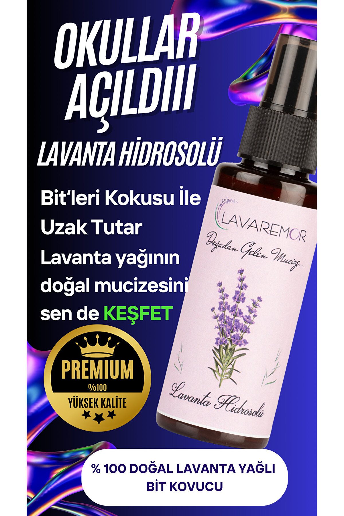 BRN Lavaremor Bit Kovucu Doğal Lavanta Yağlı Hidrosol Sprey 100 ml - Doğal Çözümler