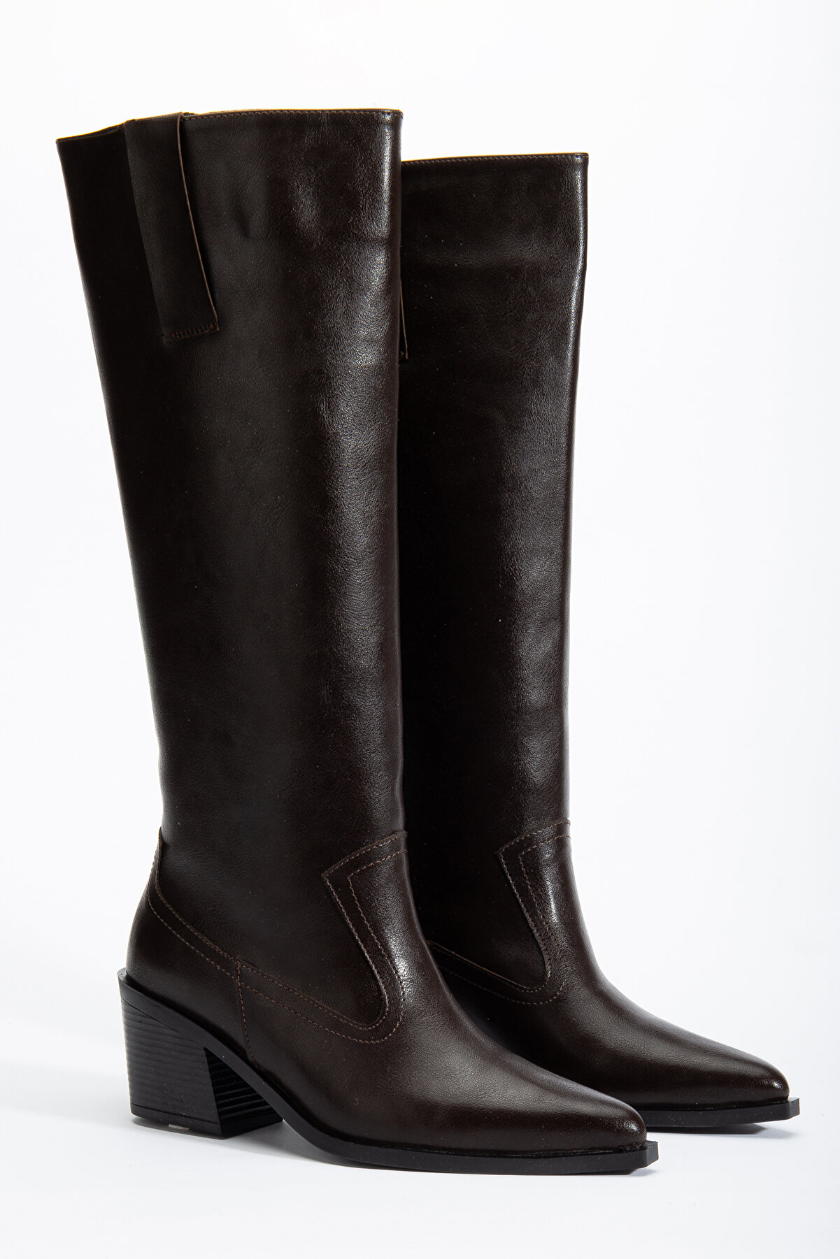 DENORA Acı Kahve Mat Deri Düz Binici Western Bot Çizme