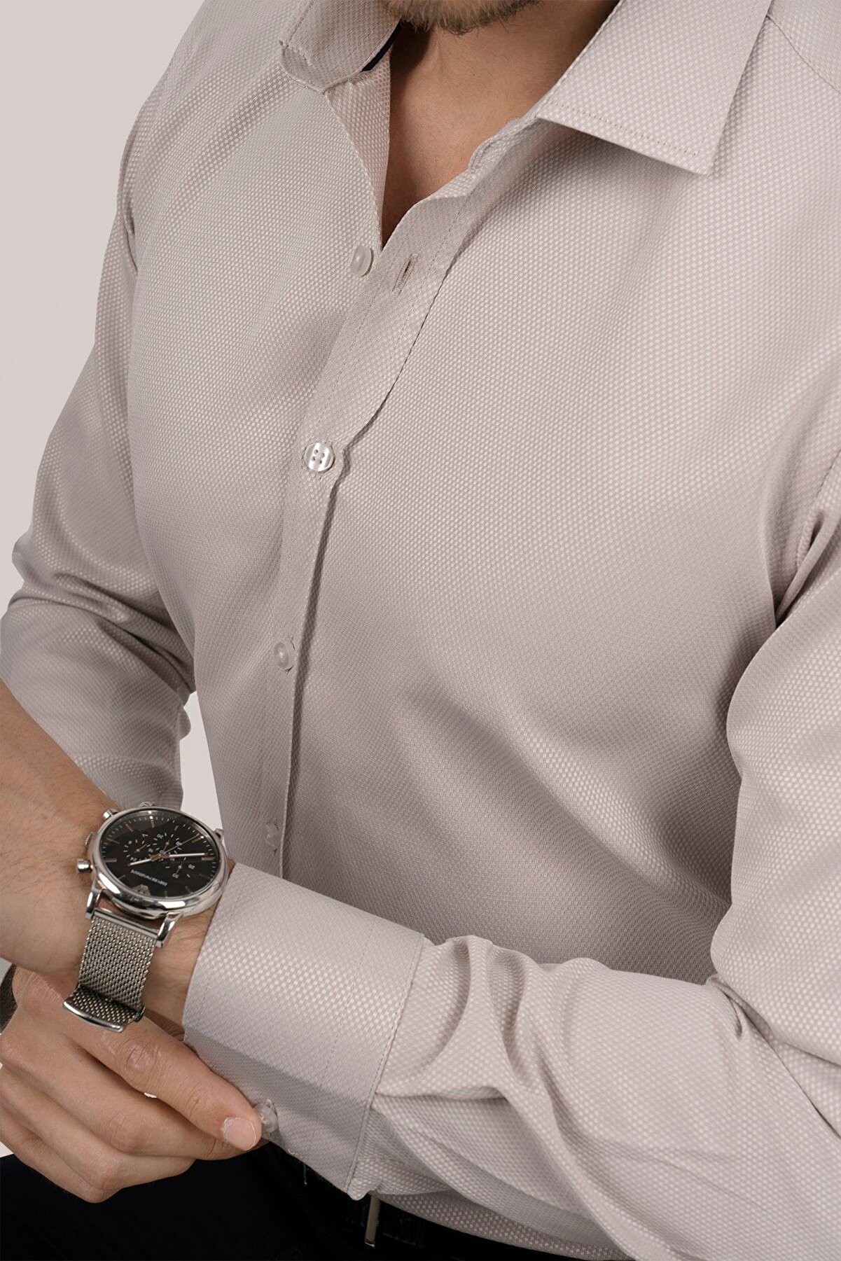 Etikmen Sütlü Kahve Slimfit Erkek Gömlek - Elegant ve Modern Giyim