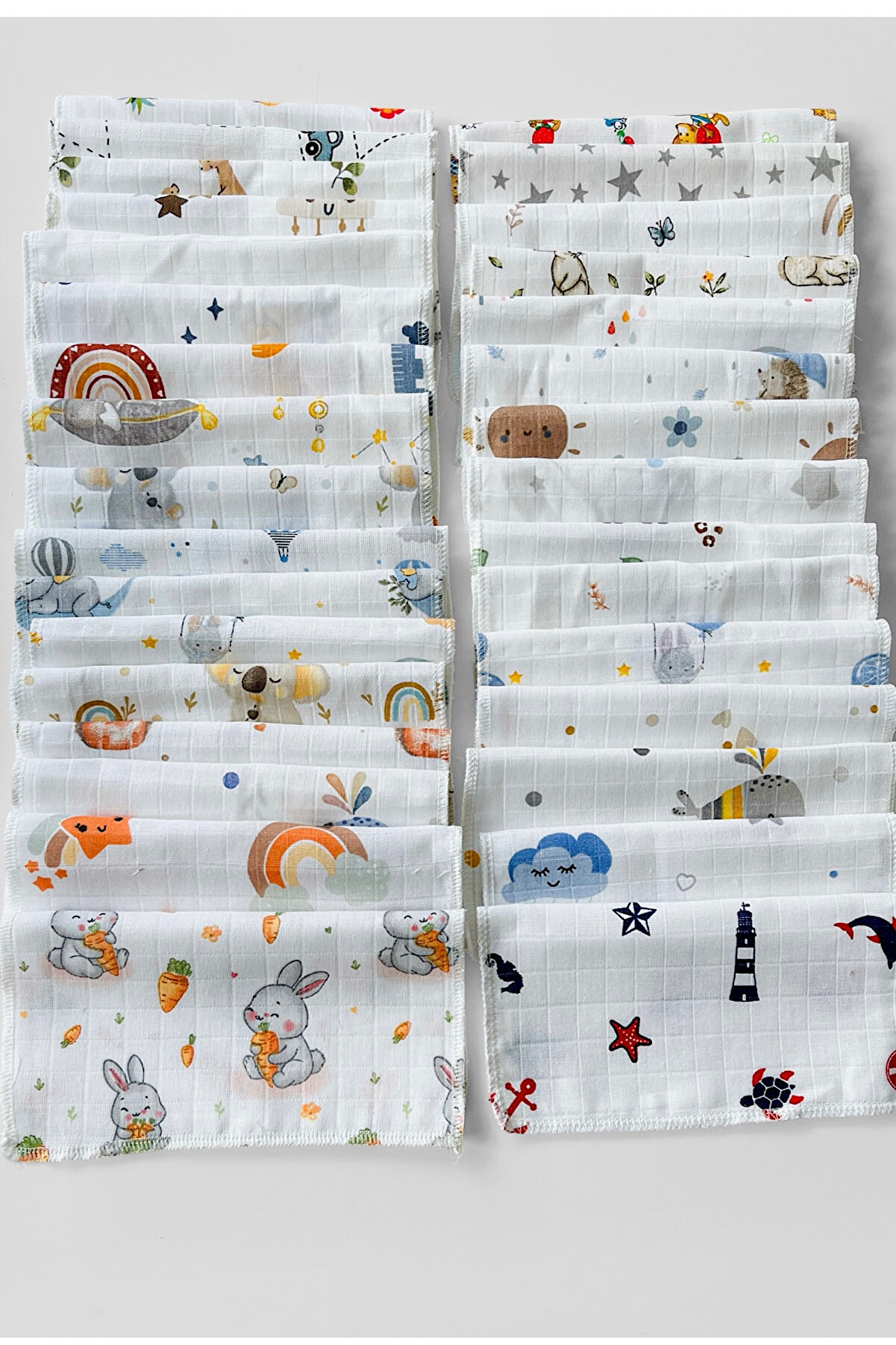 COOLMINIES Pamuklu Müslin 10'lu Erkek Bebek Mendili - Karışık Desen