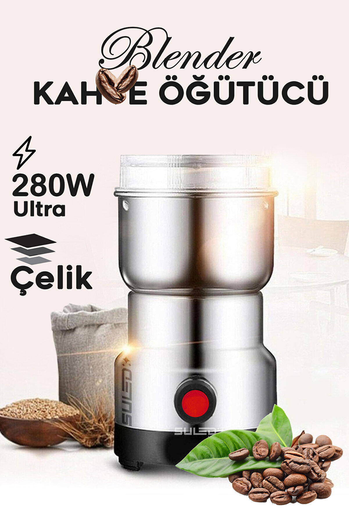 SULED Kahve & Baharat Öğütücü 280W Paslanmaz Çelik - Bigpro 220V Fişli