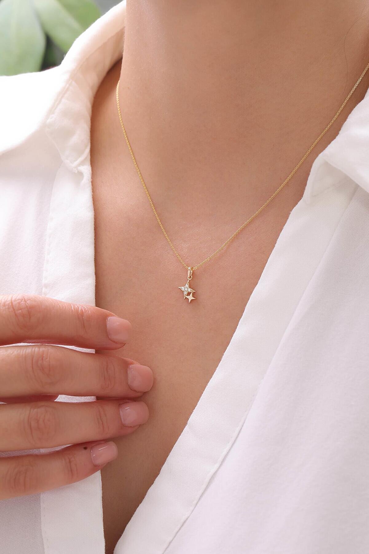 Tufanlar Kuyumculuk 14 Ayar Taşlı Kutup Yıldızı Altın Kolye Ucu