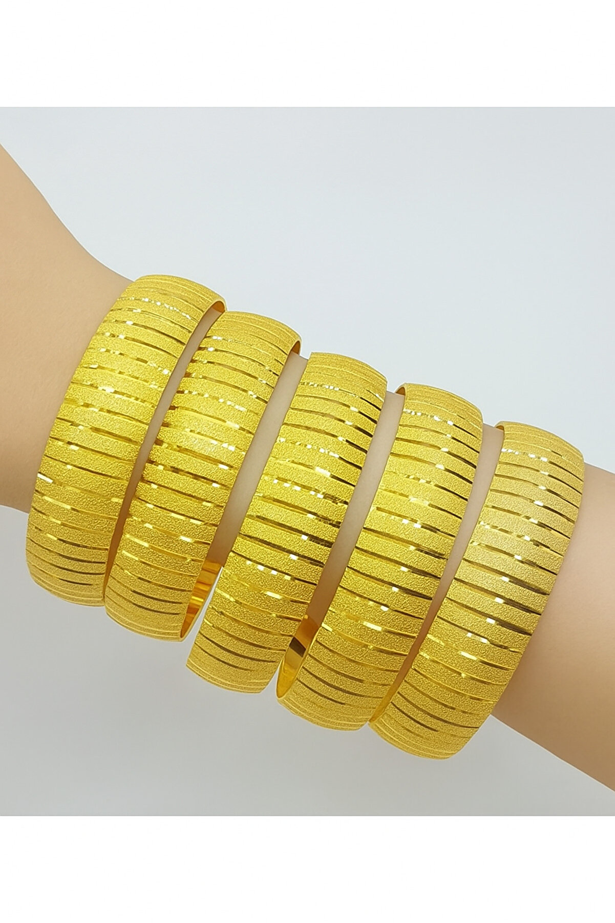 Elit Gold Kaplama 22 Ayar Altın Bilezik 1.5 Cm Düz Çizgi Tek Adet