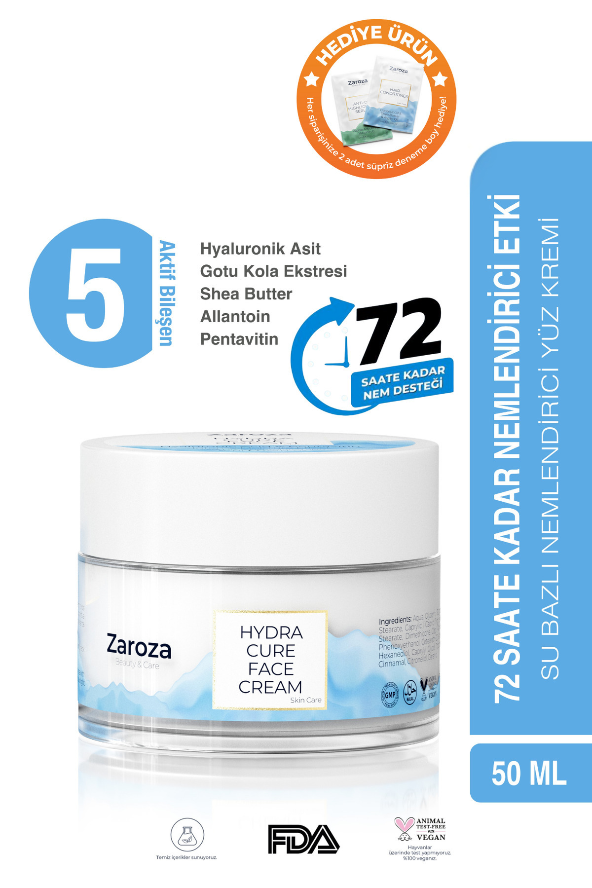 ZAROZA Ultra Yoğun Nemlendirici Yüz Kremi - 72 Saat Etki