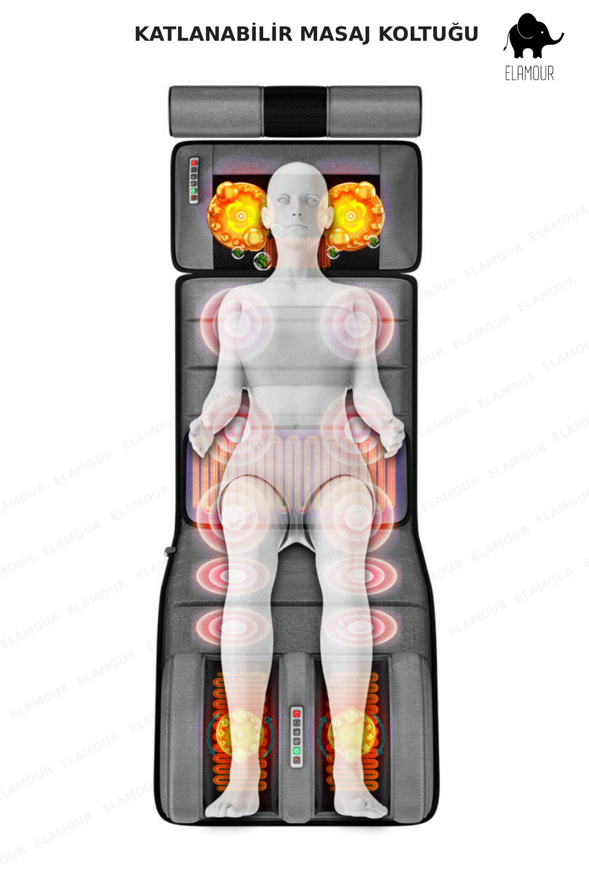 ELAMOUR Katlanabilir Elektrikli Tam Vücut Isıtmalı Masaj Yatağı