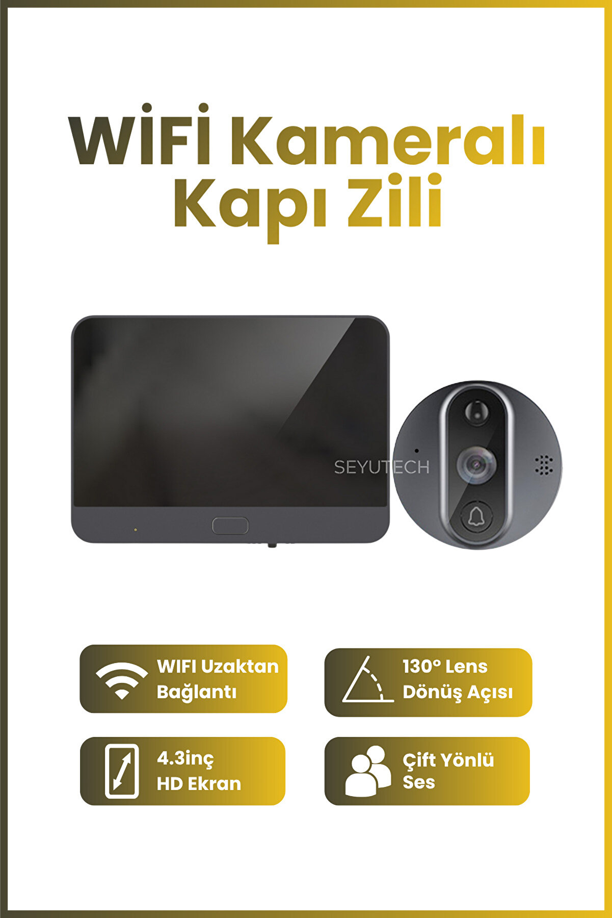 SEYUTECH Wifi Kameralı Kapı Zili - 1080p 130° Görüş Akıllı Güvenlik Kamerası