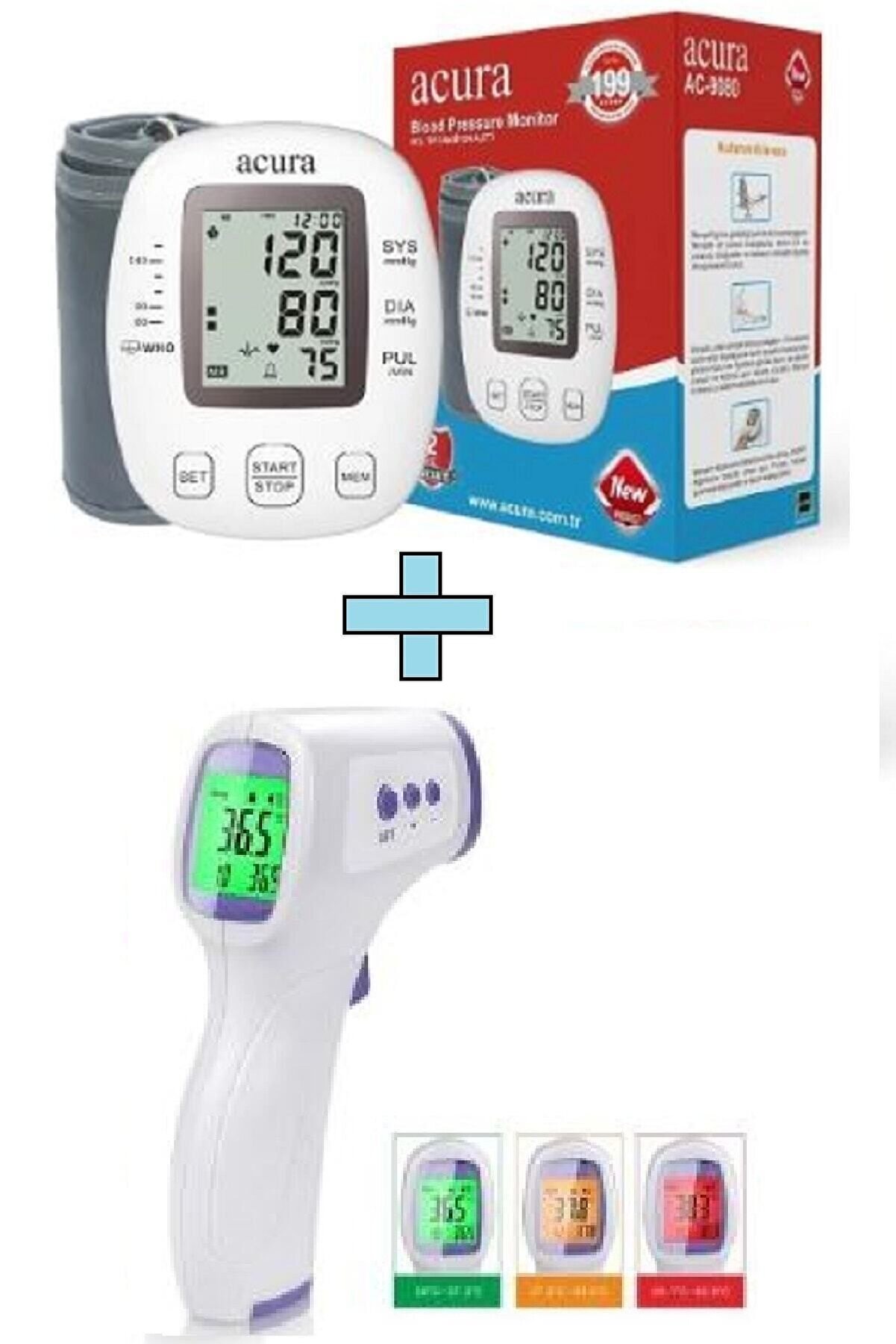 Acura AC-9080 Koldan Ölçer Tam Otomatik Tansiyon Aleti + AC-9270 Dijital Temassız Ateş Ölçer