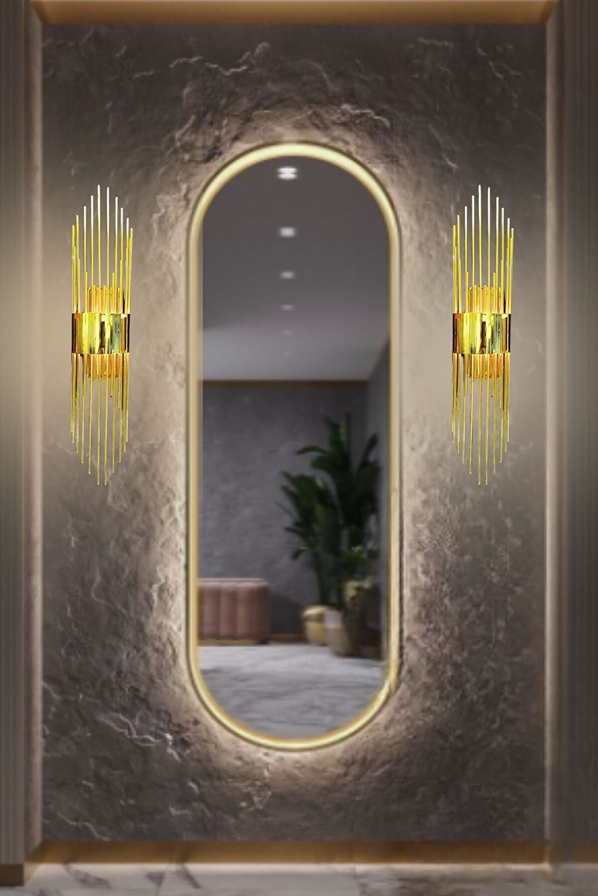 چراغ دیواری طلائی فلزی nazarium - کد 855930704