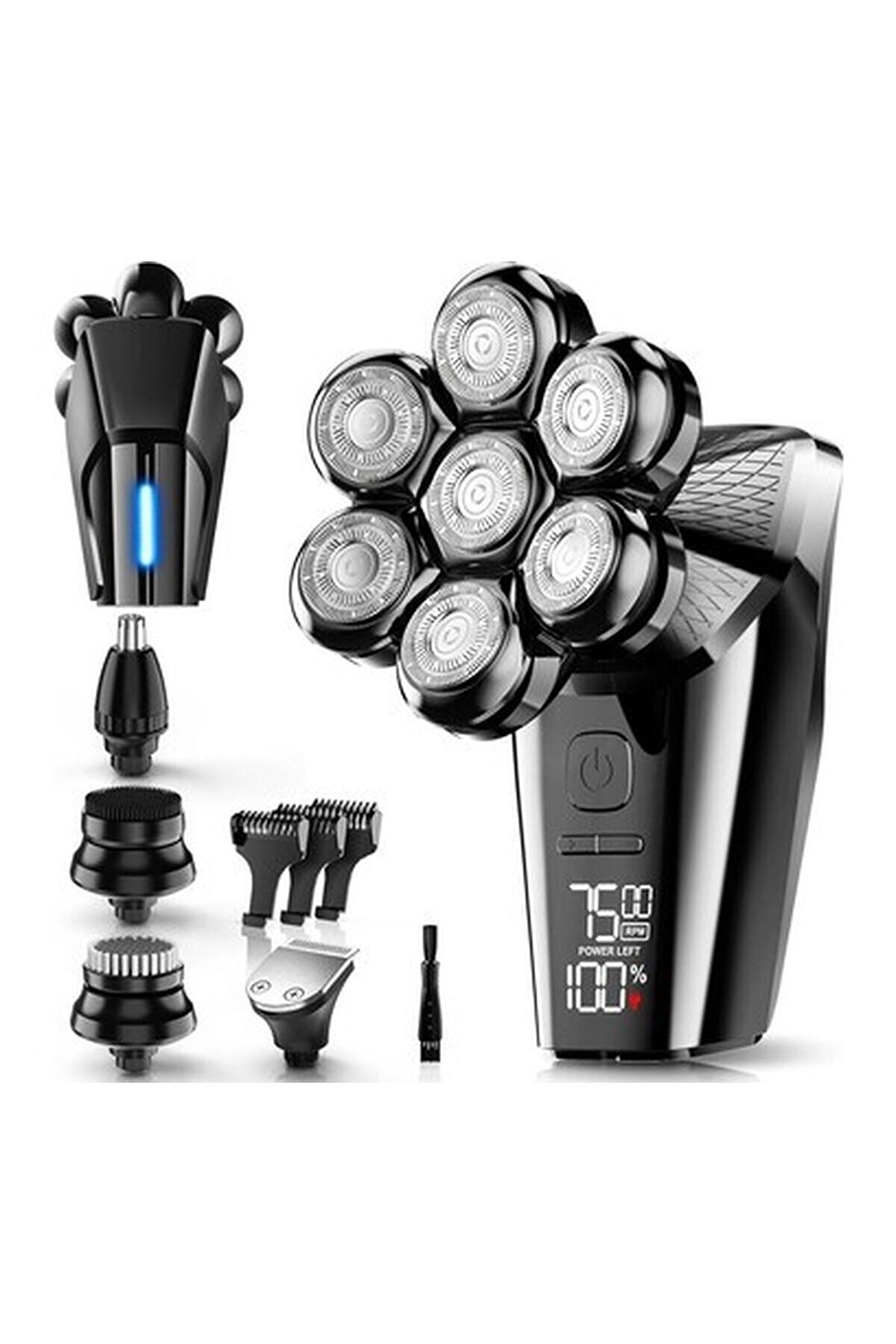 7d Çıkarılabilir Baş Tıraş Makinesi Kuru/ıslak - Erkekler Için - Siyah
