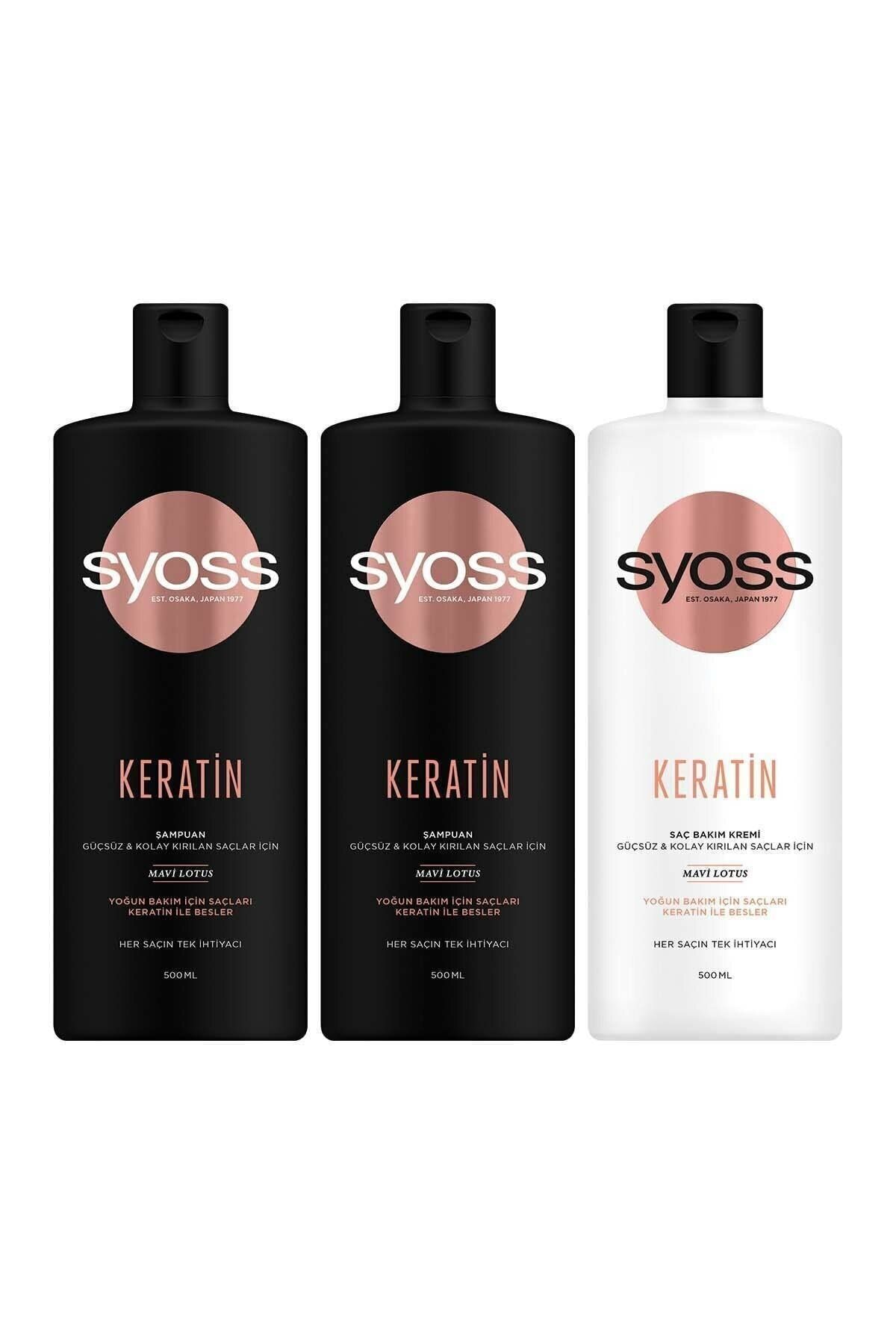 Syoss Keratin Mükemmelliği Şampuan 500 ml X 2 Adet Saç Kremi 500 ml