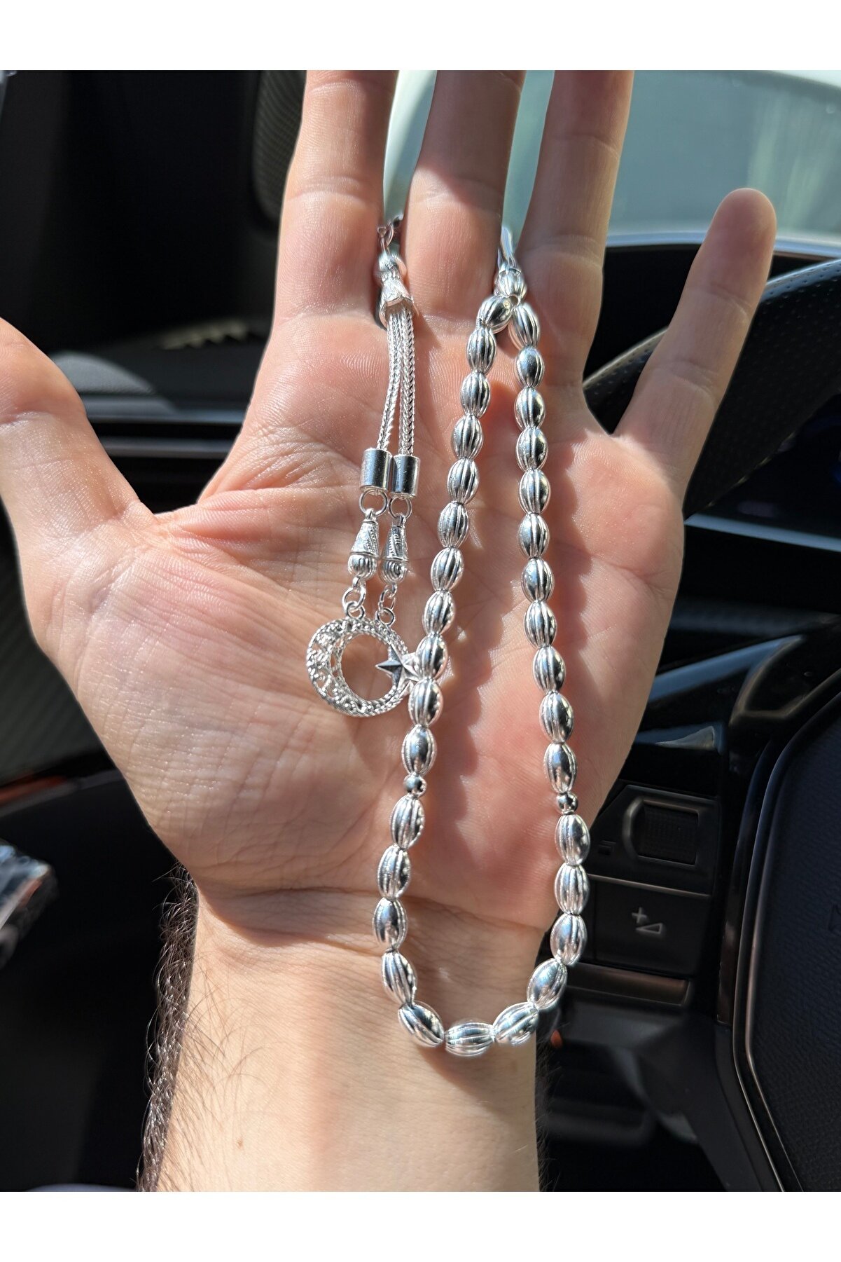 A-STİL TAKI Erkek Çift Püskül Arpa Kesim Bilek Boy Gümüş Kaplama Tesbih - Premium Kalite