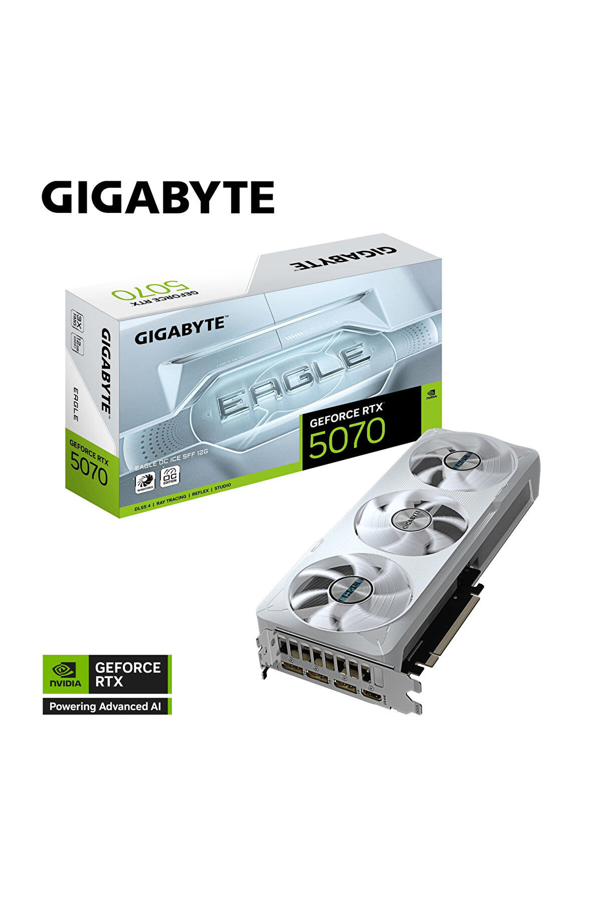GeForce RTX 5070 EAGLE OC ICE SFF GV-N5070EAGLEOC ICE-12GD GDDR7 12G Gaming (Oyuncu) Ekran
