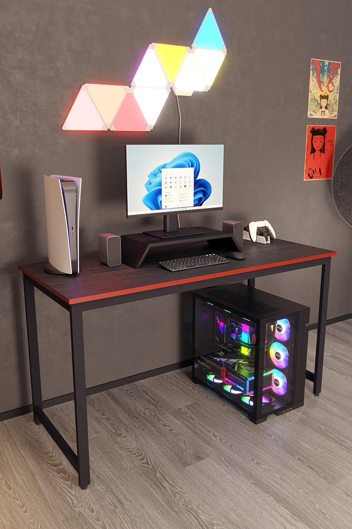 Flinder Siyah Oyuncu Masası 60x140 Cm - Profesyonel Gaming Masa