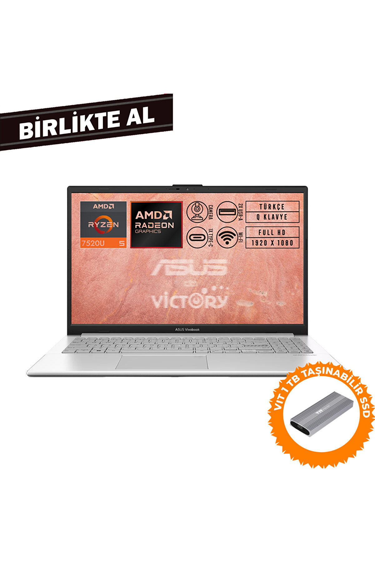 VivoBook Go 15 AMD Ryzen 5 7520U 8GB 512GB SSD 15.6