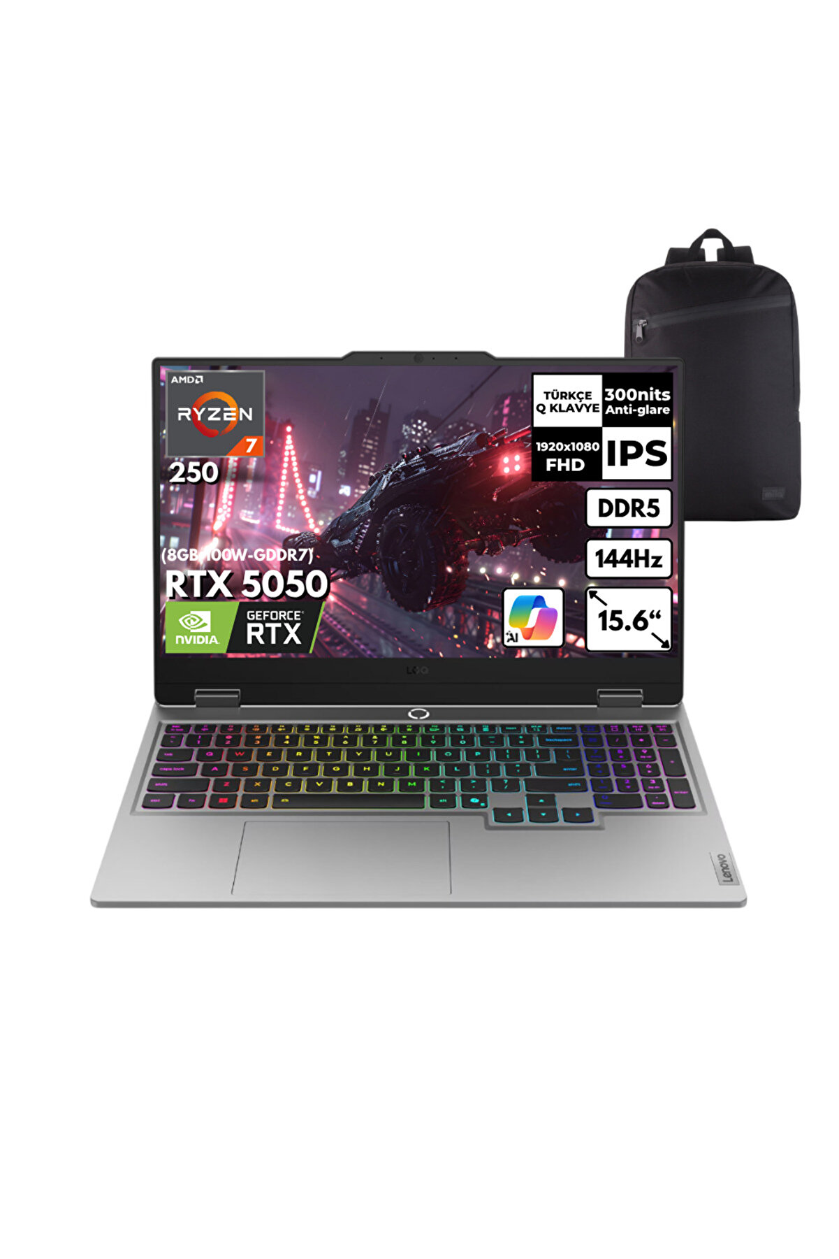 LOQ Ryzen 7-250 40 GB 1 TB RTX5050 15.6