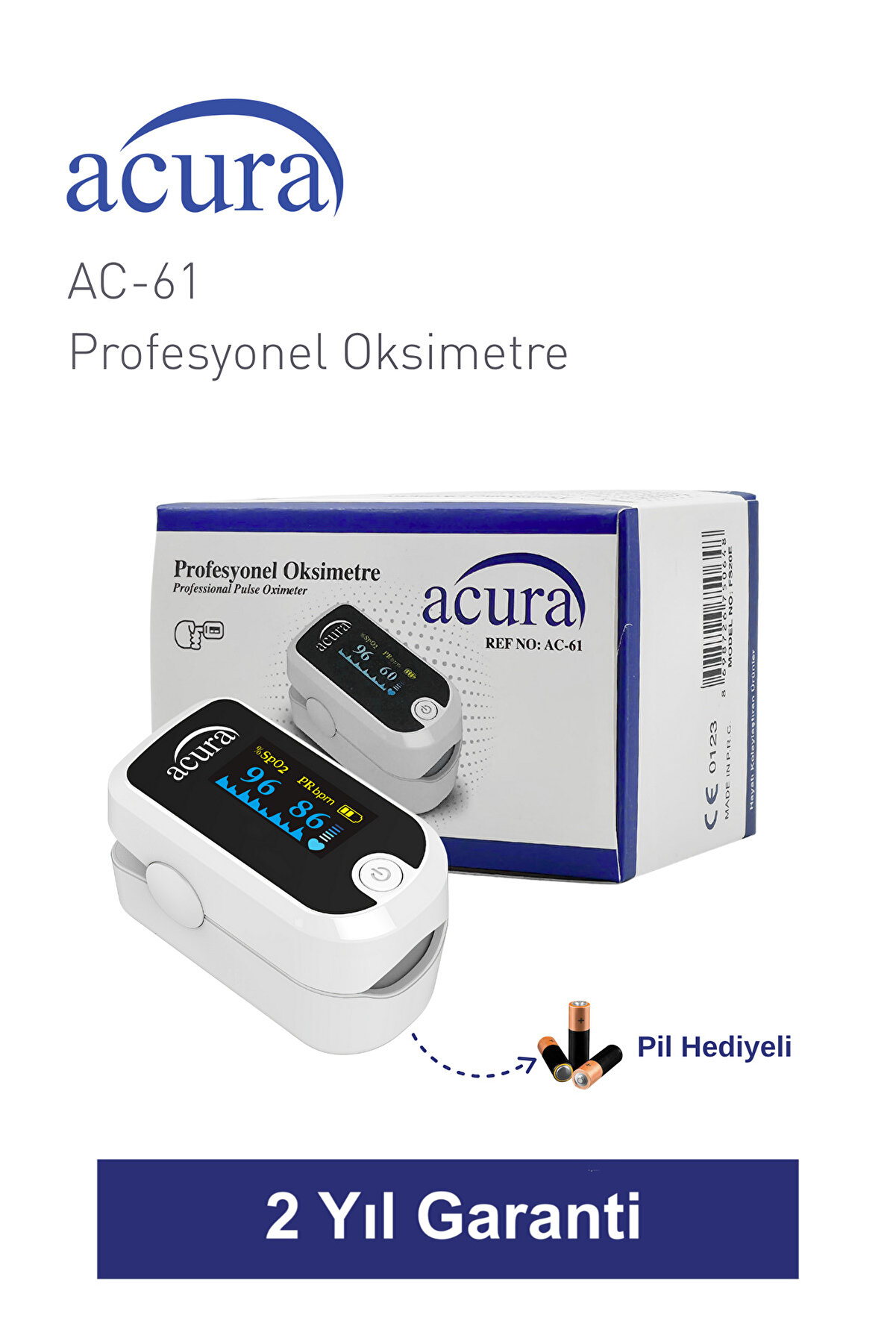 Acura AC-61 ÜTS Kayıtlı OLED Ekranlı Profesyonel Pulse Oksimetre