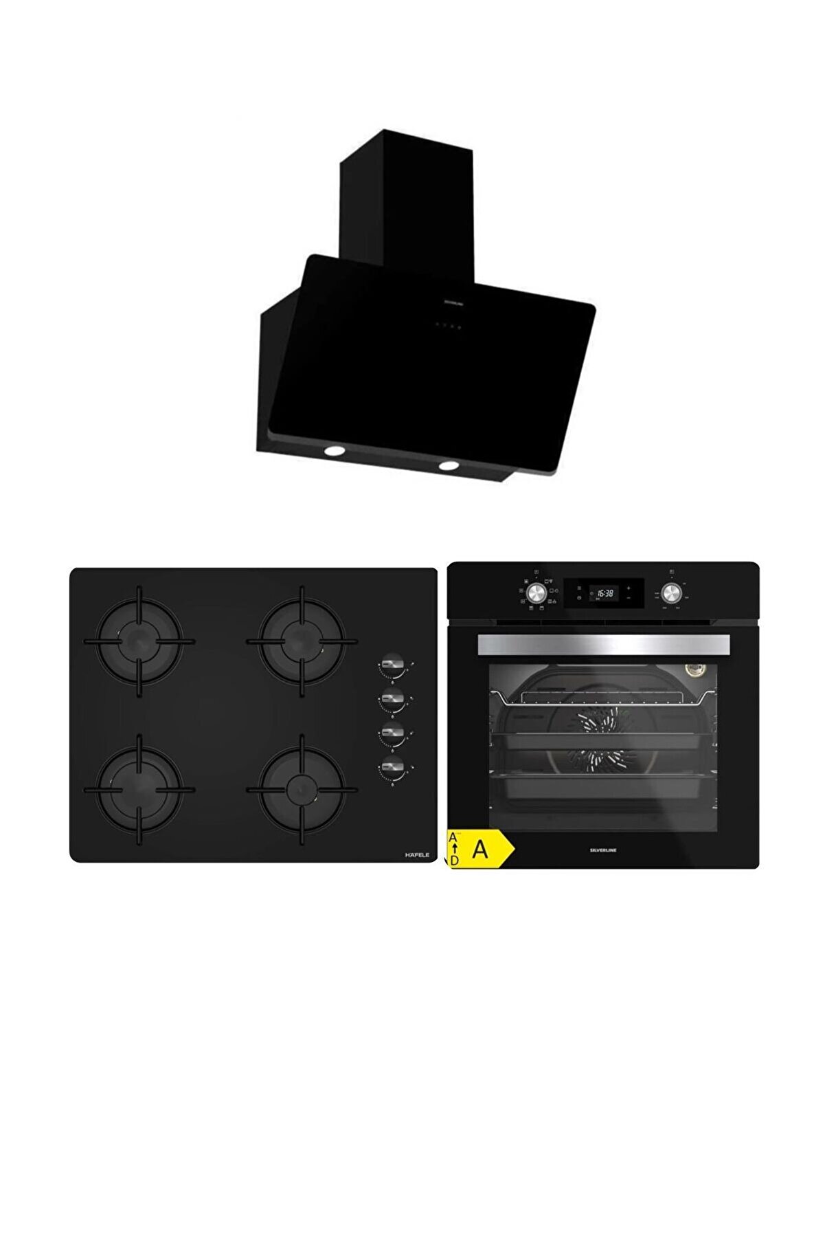 65 Cm Ocak Siyah Ankastre Set (3457 Soho - Hafele Luce 65cm Ocak - BO6504B01) KARBON FİLTRE HEDİYE