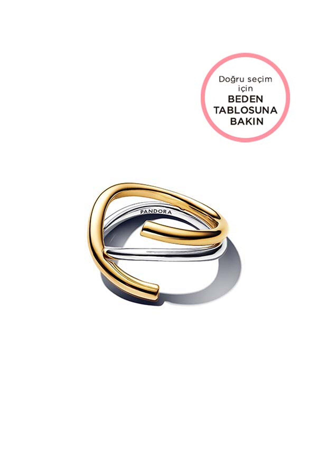 Pandora Doğal Şekilli İki Renkli Çift Yüzük - Alyans Yüzükler