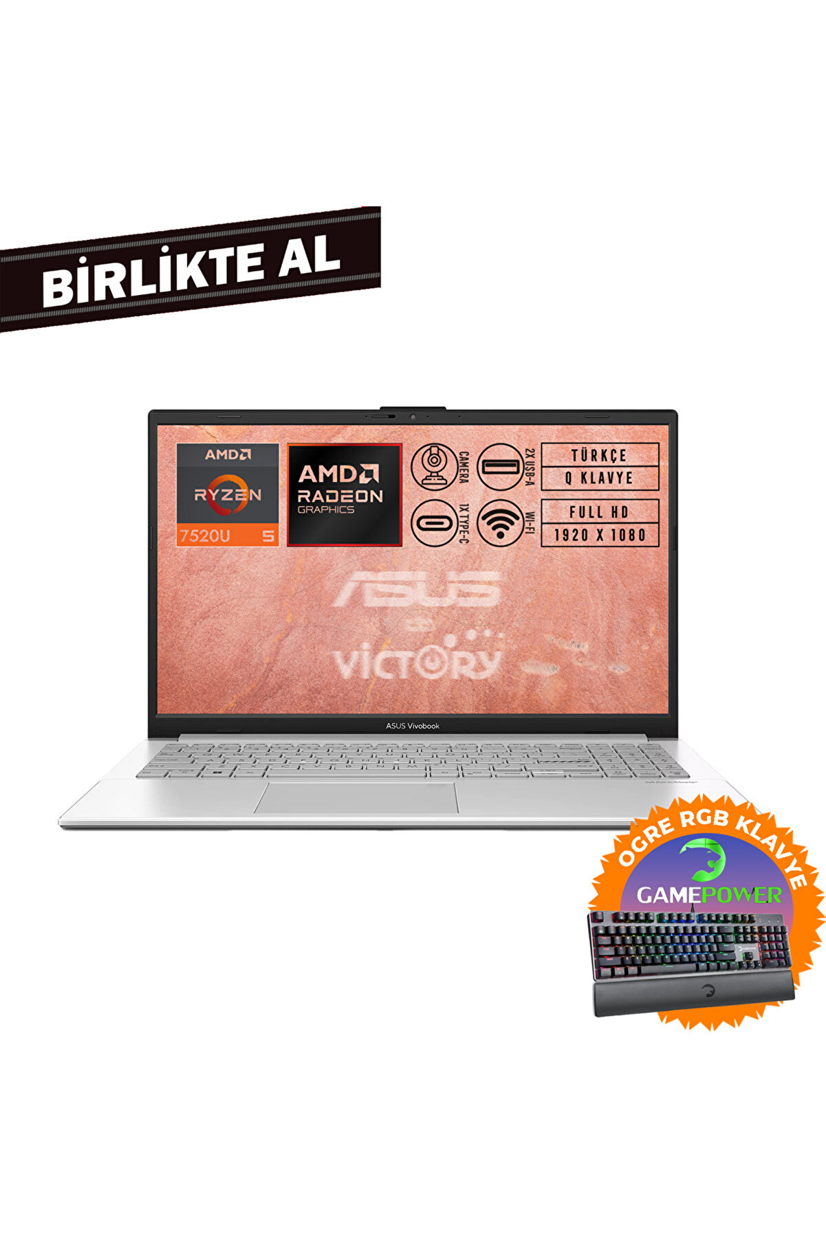Vivobook Go 15 AMD Ryzen 5 7520U 8GB 1TB SSD 15.6