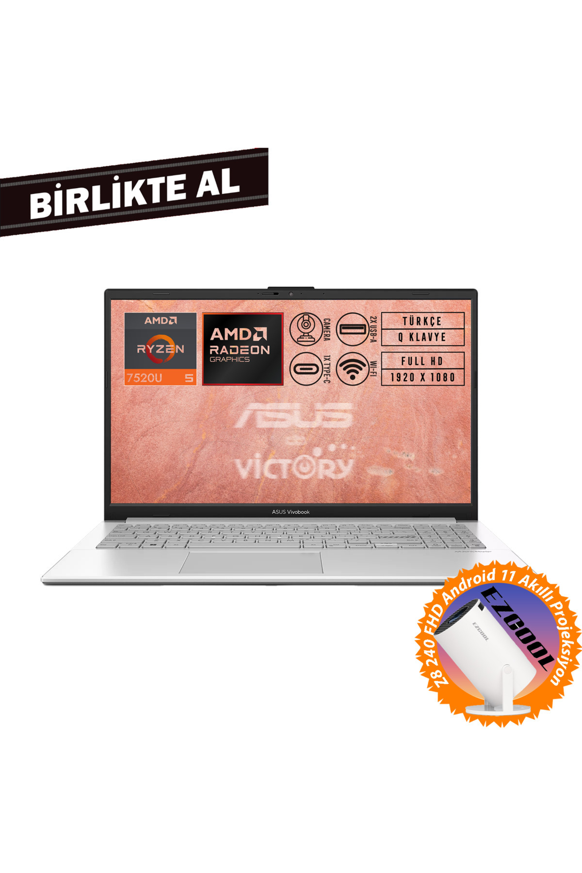 VivoBook Go 15 AMD Ryzen 5 7520U 8GB 1TB SSD 15.6