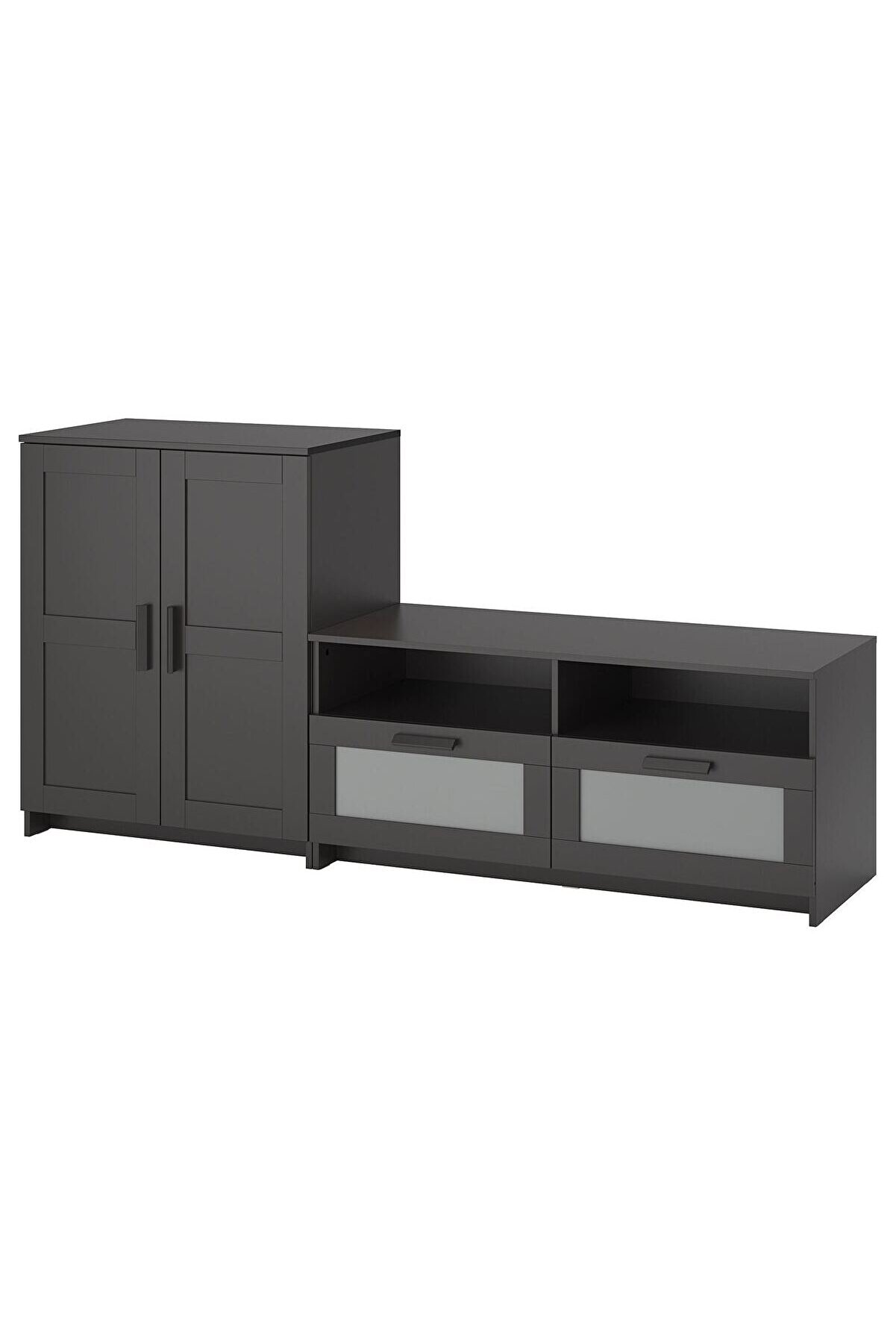 Tv ünitesi, siyah, 200x41x95 cm