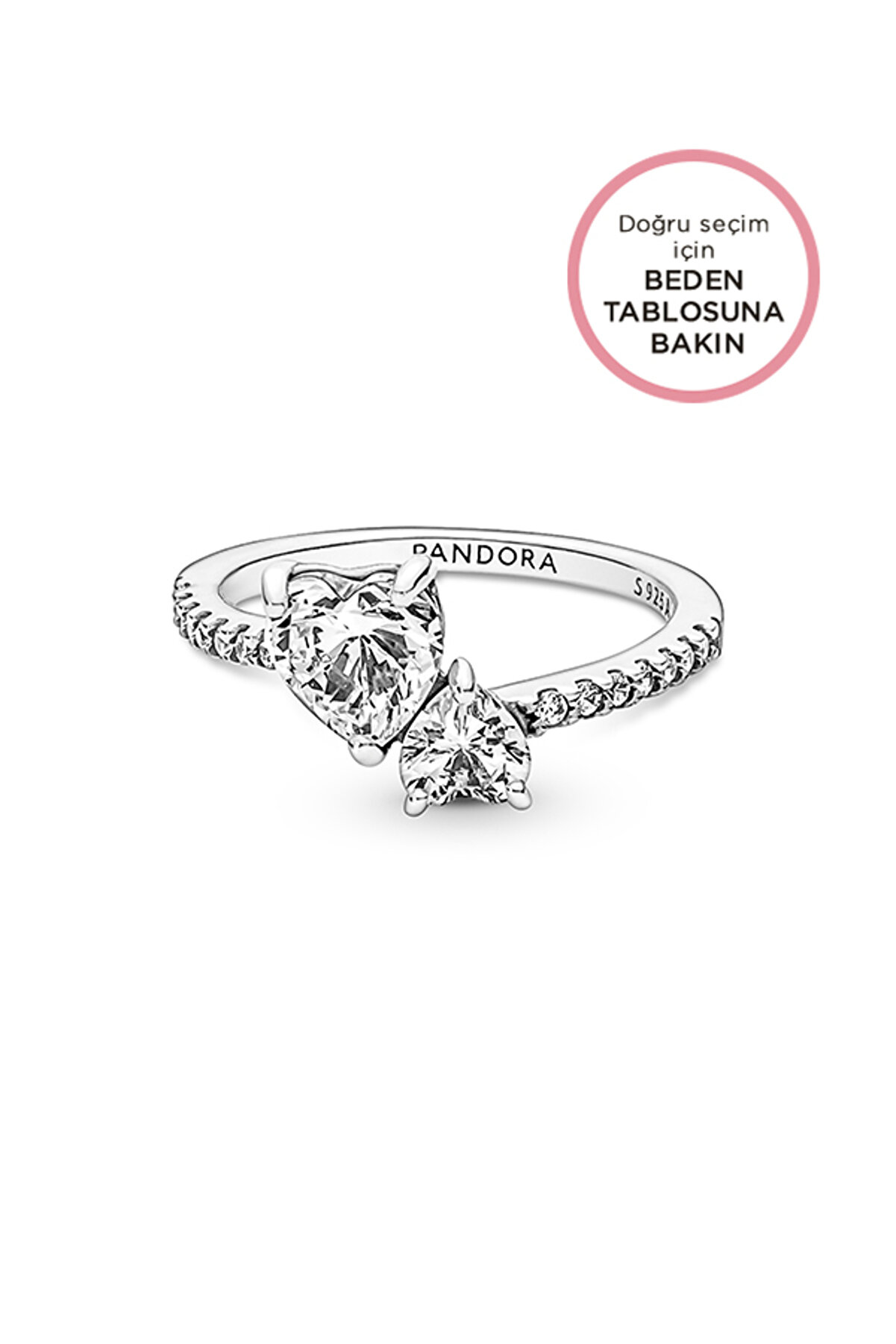 Pandora Işıltılı Çift Kalpli Yüzük - Romantik Alyans Seçeneği