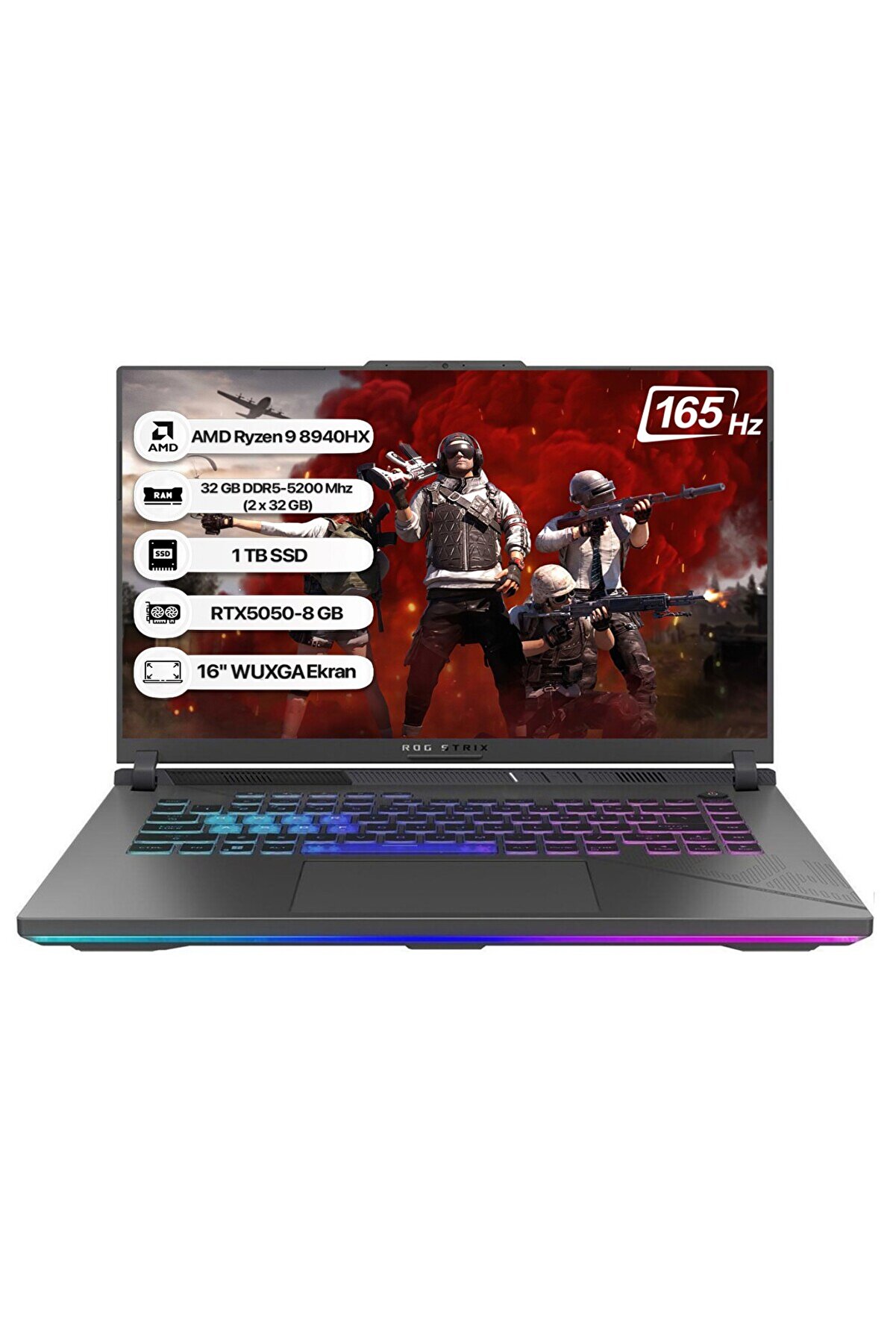 Rog Strix G16 G614PH-RV056 AMD Ryzen 9 8940HX 32GB 1TB SSD RTX5050-8GB 115W Dos 16