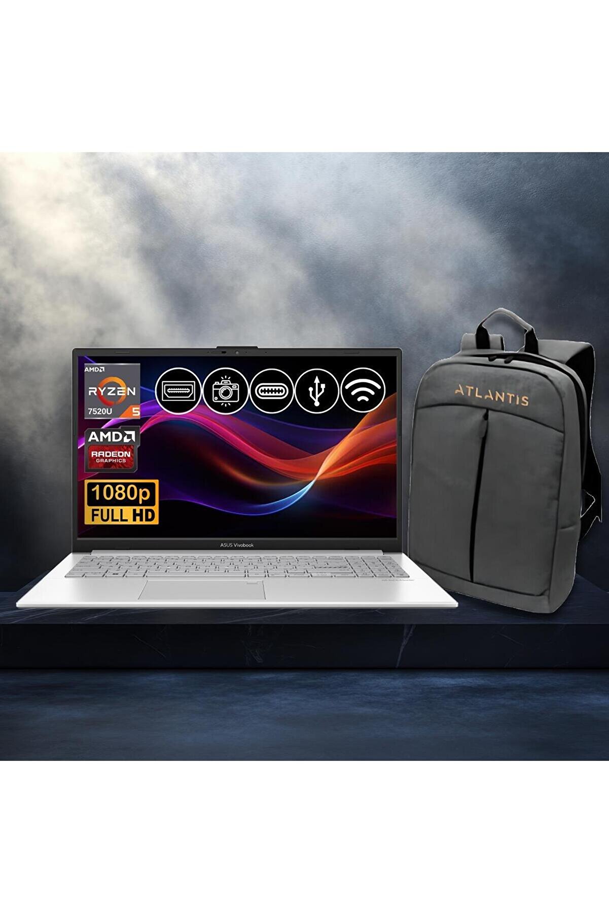 Vivobook Go 15 Ryzen5-7520U 8GB 1TB Nvme SSD E1504FA-BQ1741 Atl10 15.6
