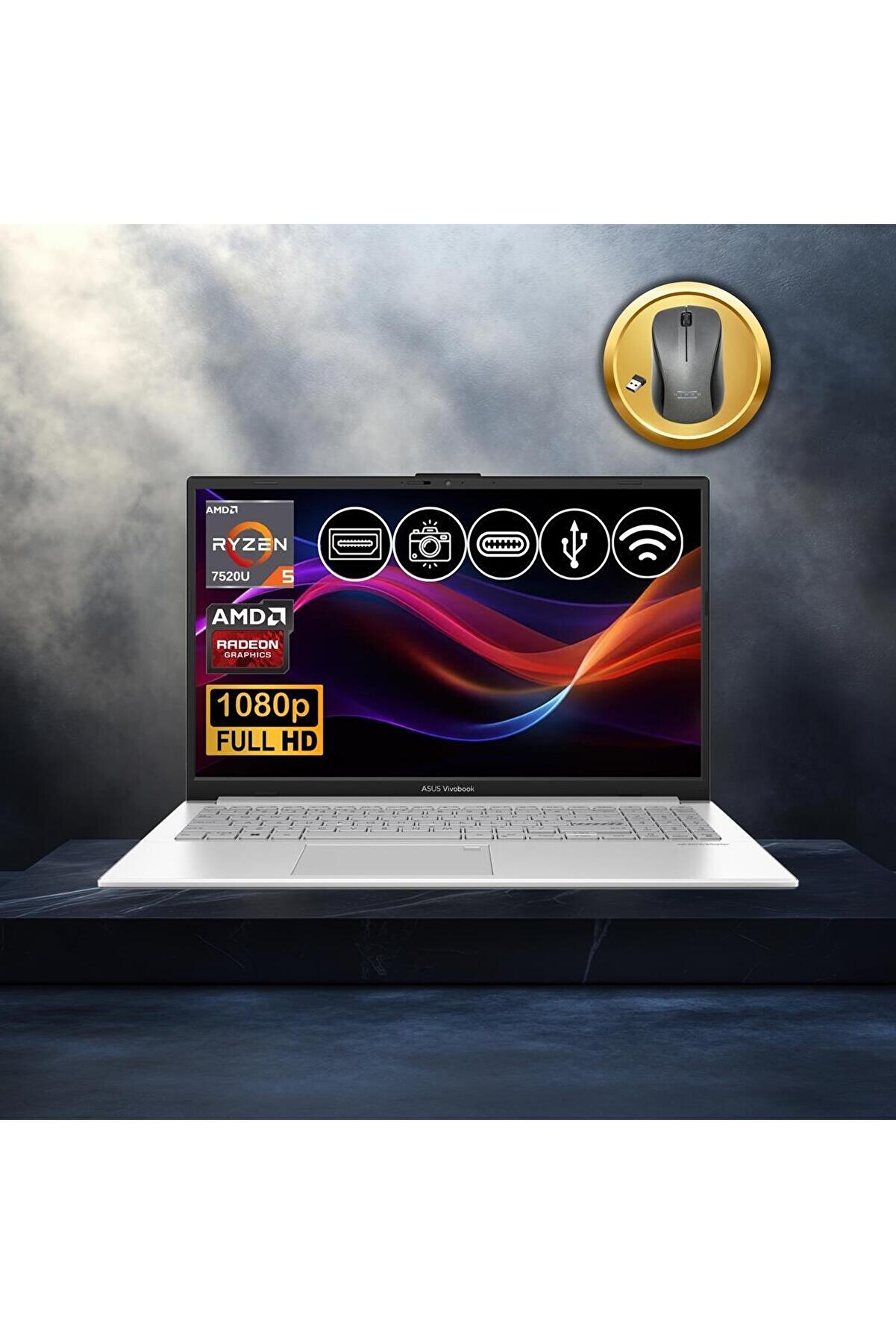 Vivobook Go 15 Ryzen5-7520U 8GB 512GB Nvme SSD E1504FA-BQ1741 Atl5 15.6