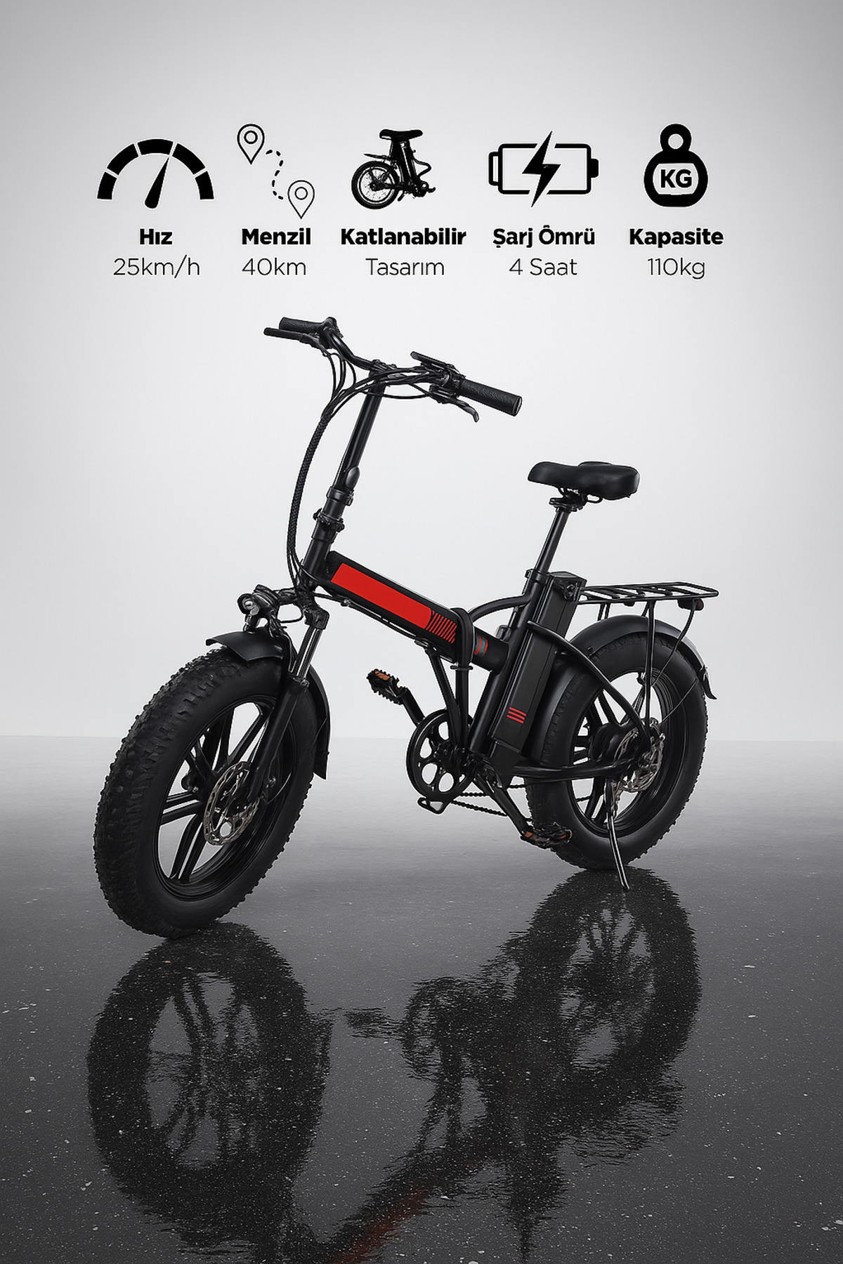 FC BİKE Elektrikli Katlanılabilir Bisiklet - Düz Kadro El Gazlı - En İyi Fiyat