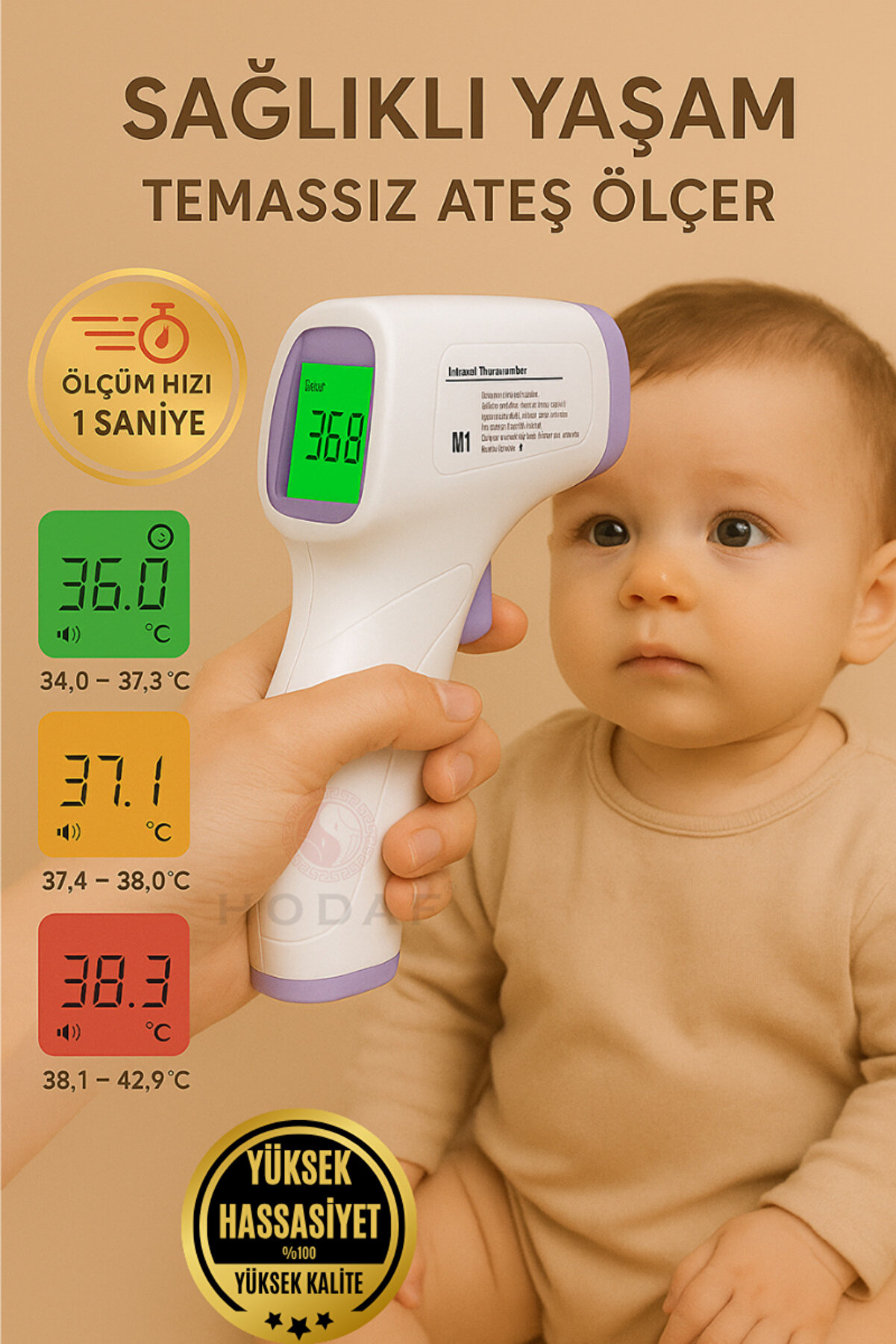 Sağlıklı Yaşam Dijital Temassız Ateş Ölçer Alından Vucut Termometre - ₺359.9